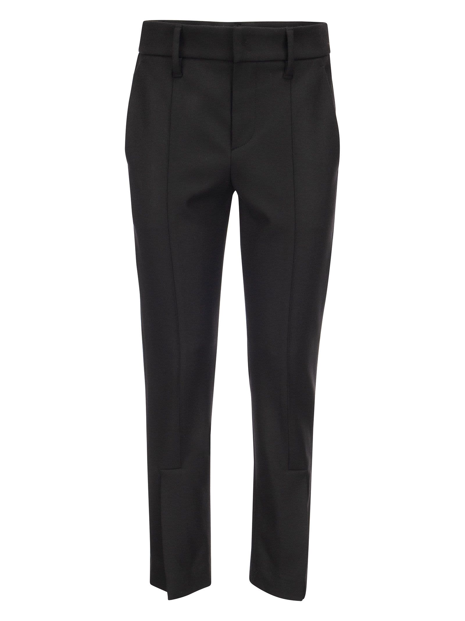 Brunello Cucinelli Slim Cigarette Trousers In Stretch Virgin Wool Cover-up With Ankle Slit