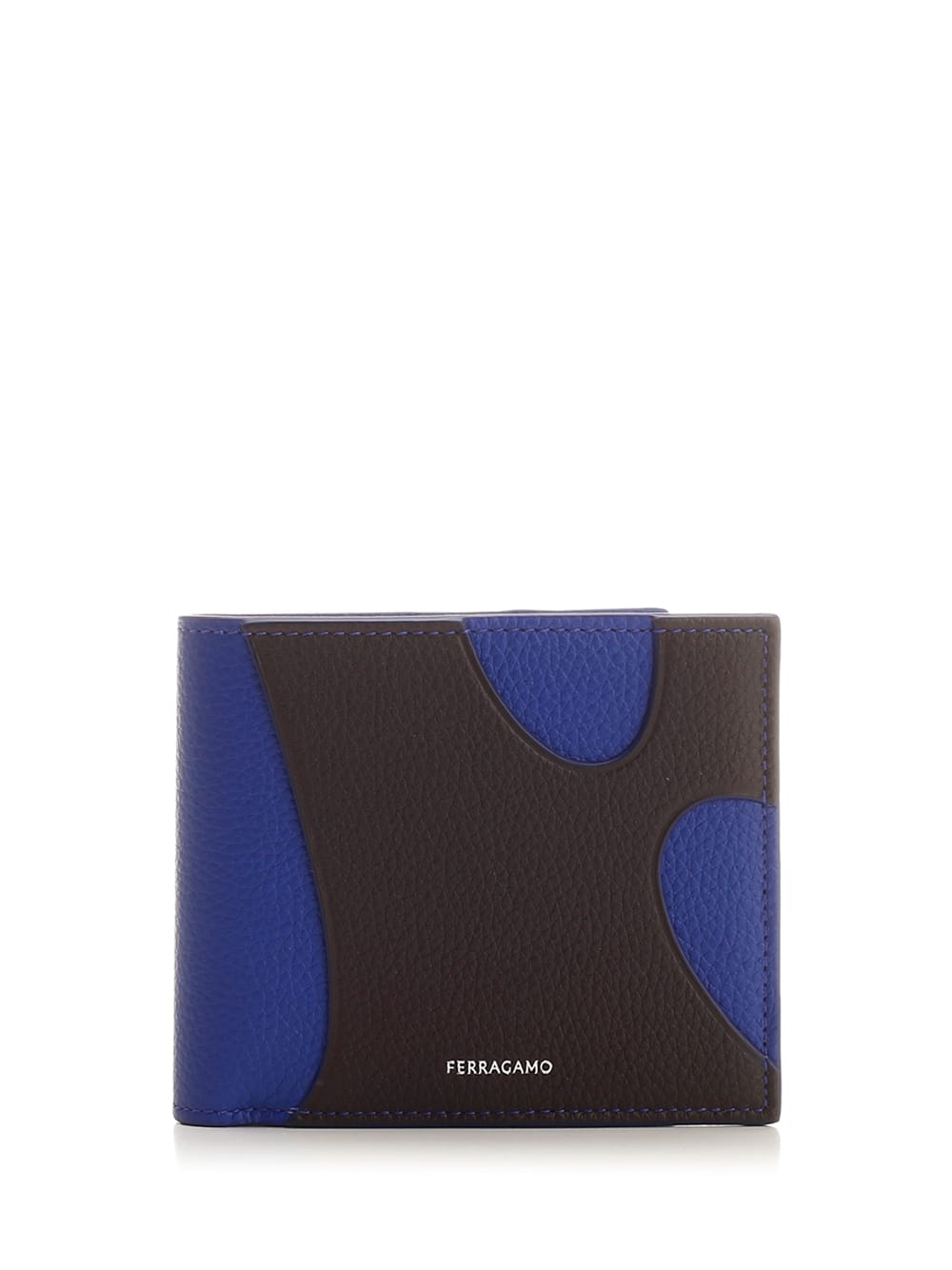 Ferragamo Black Wallet With Blue Cut Out In T.moro/lapis