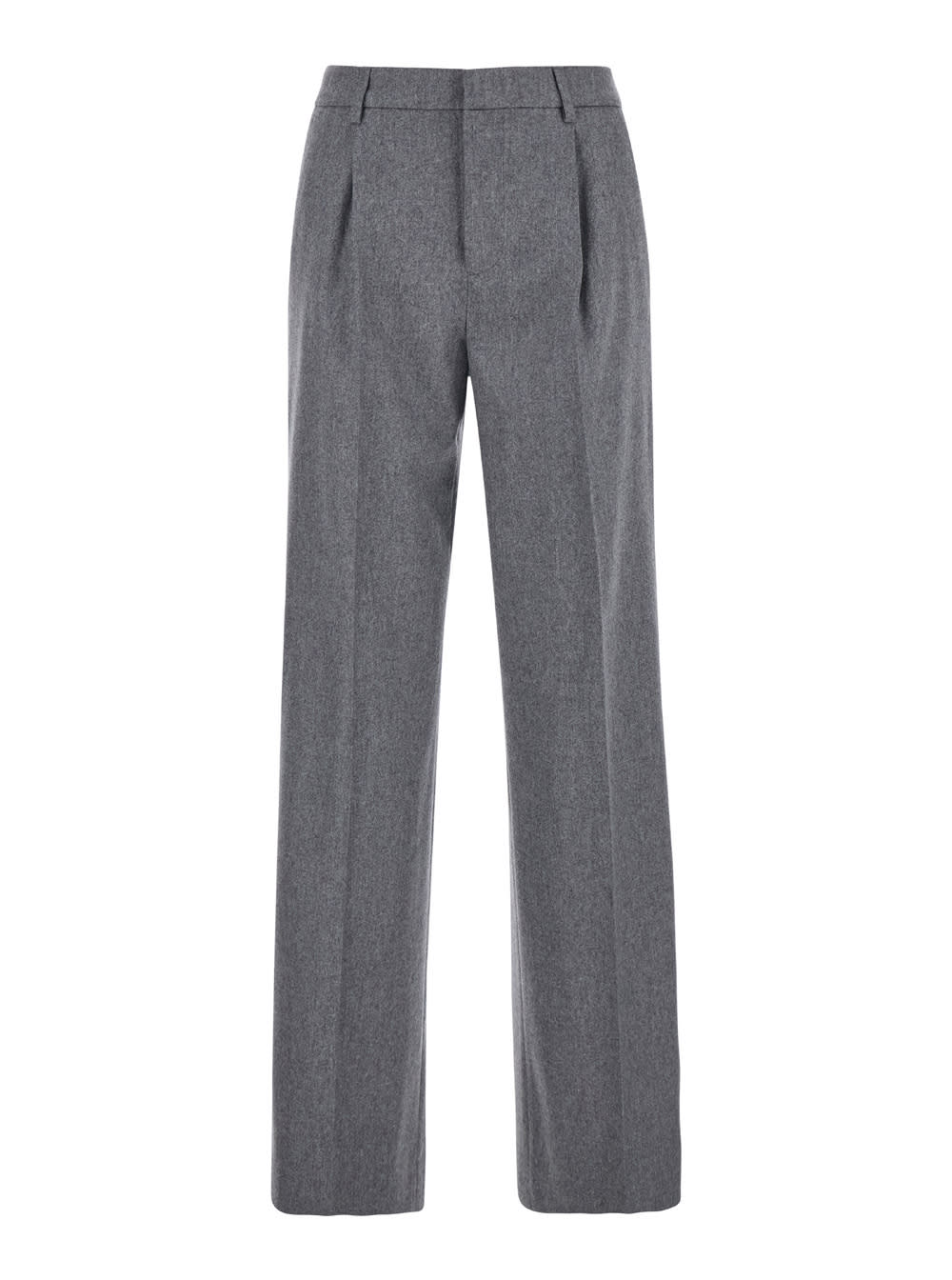 Shop Pt Torino Lola Pinces Pant Wool Cachemire Brushed Flanel In Grey