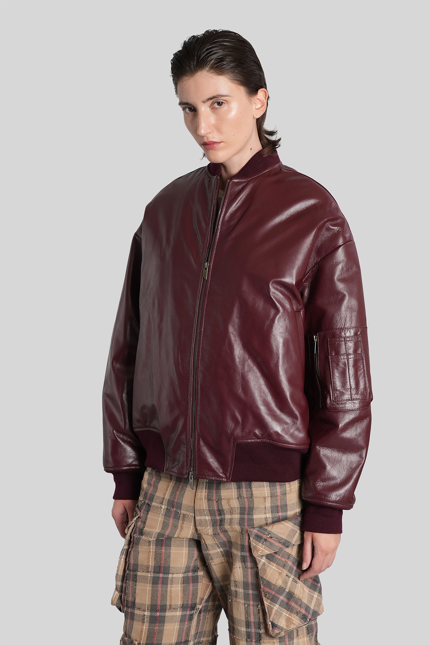 Salvatore Santoro Leather Jacket In Bordeaux Leather In Burgundy