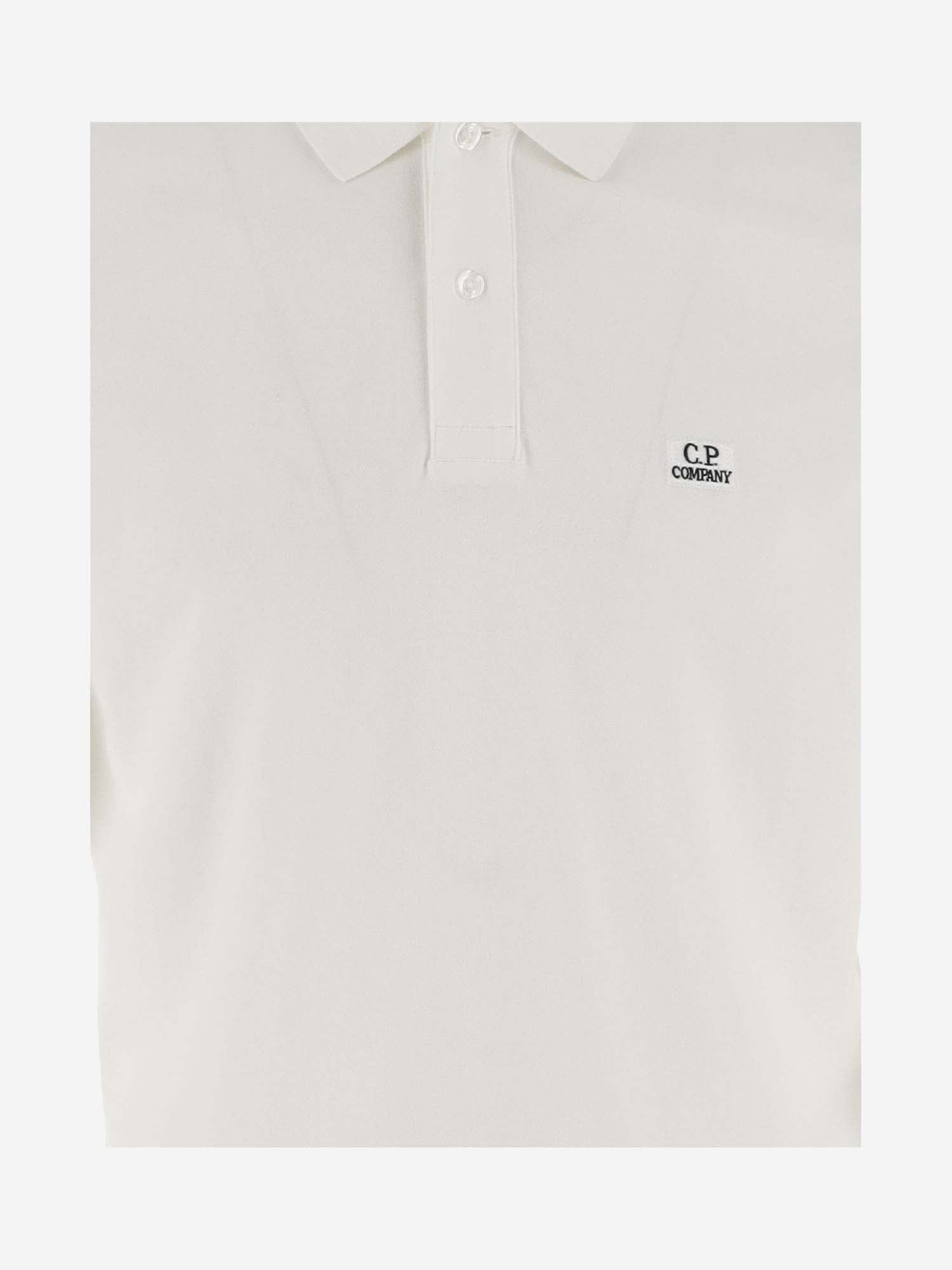 Shop C.p. Company Cotton Blend Polo Shirt With Logo In Gauze White
