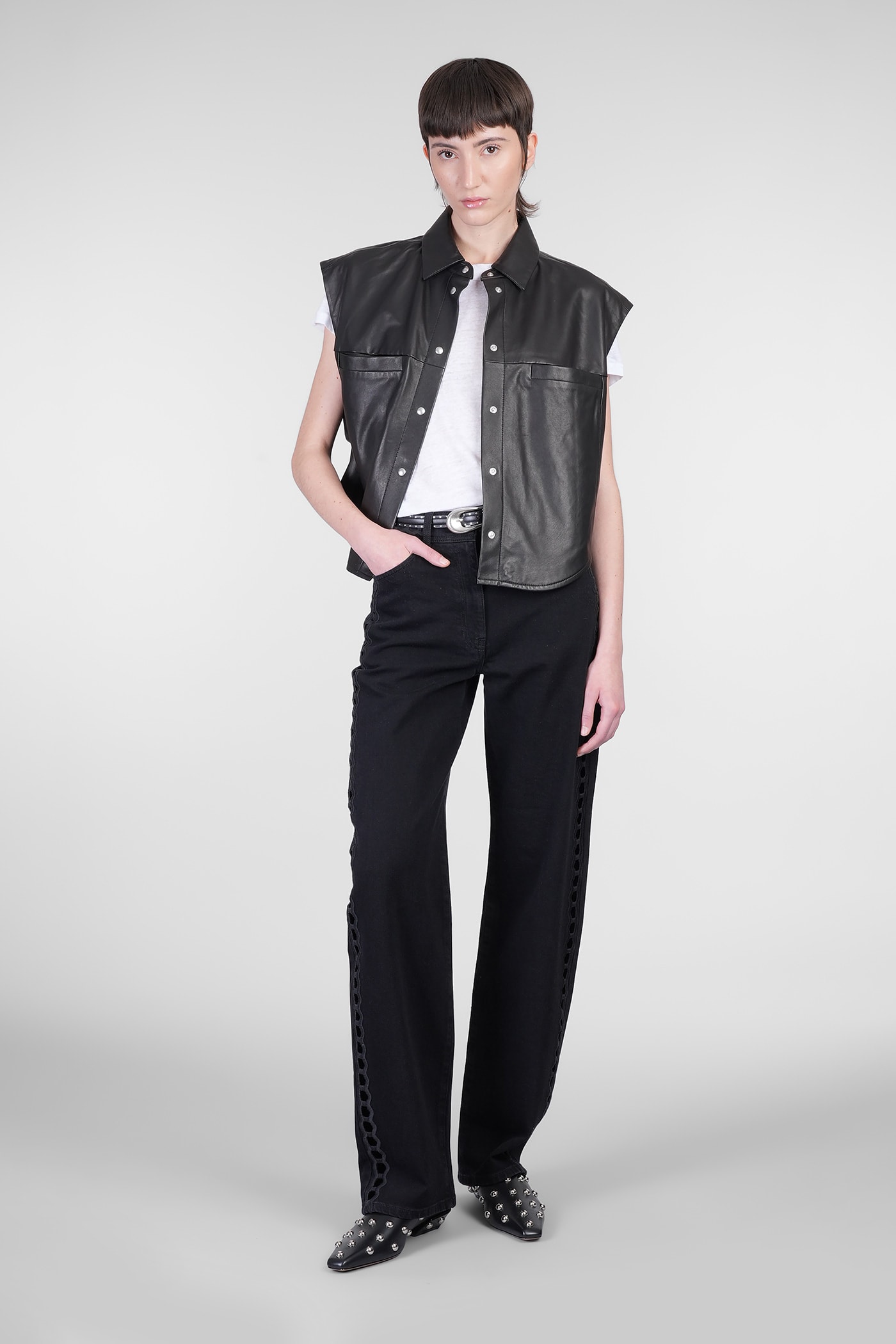 Iro Cadi Shirt In Black Wool And Polyester