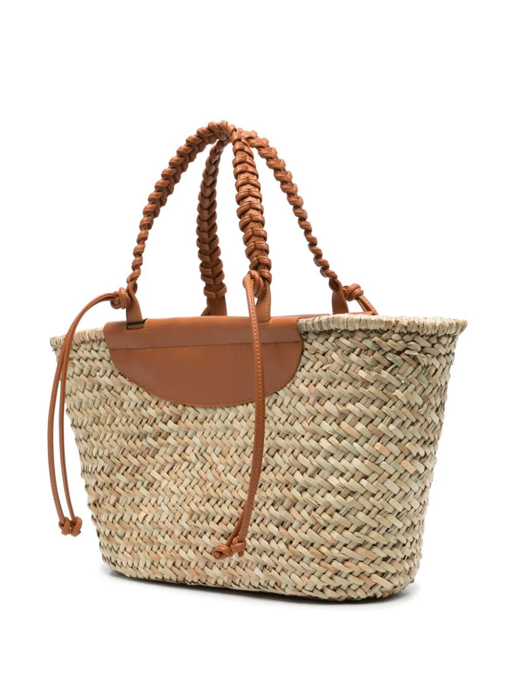 Shop Twinset Bicolor Tote In Straw Brown