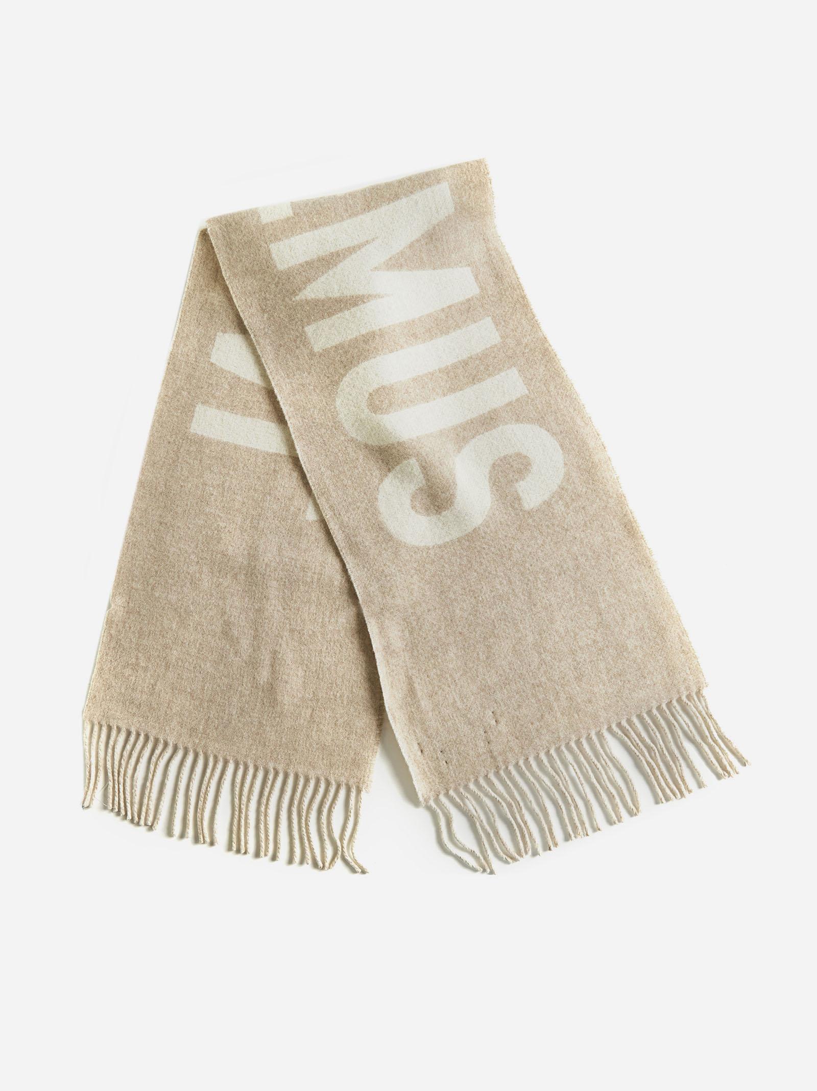 Shop Jacquemus Logo Wool Scarf In Beige