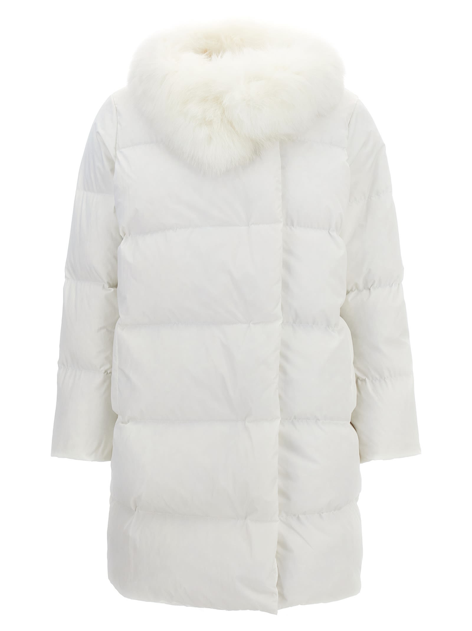 Shop Yves Salomon Doudoune Long Down Jacket In White