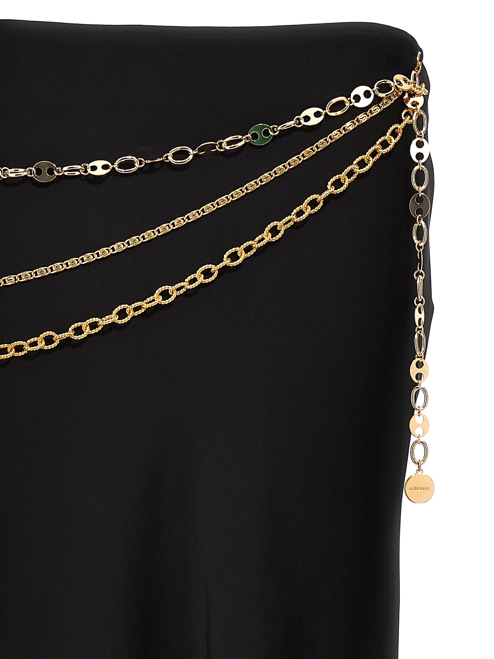 Shop Rabanne Long Chain Belt Skirt