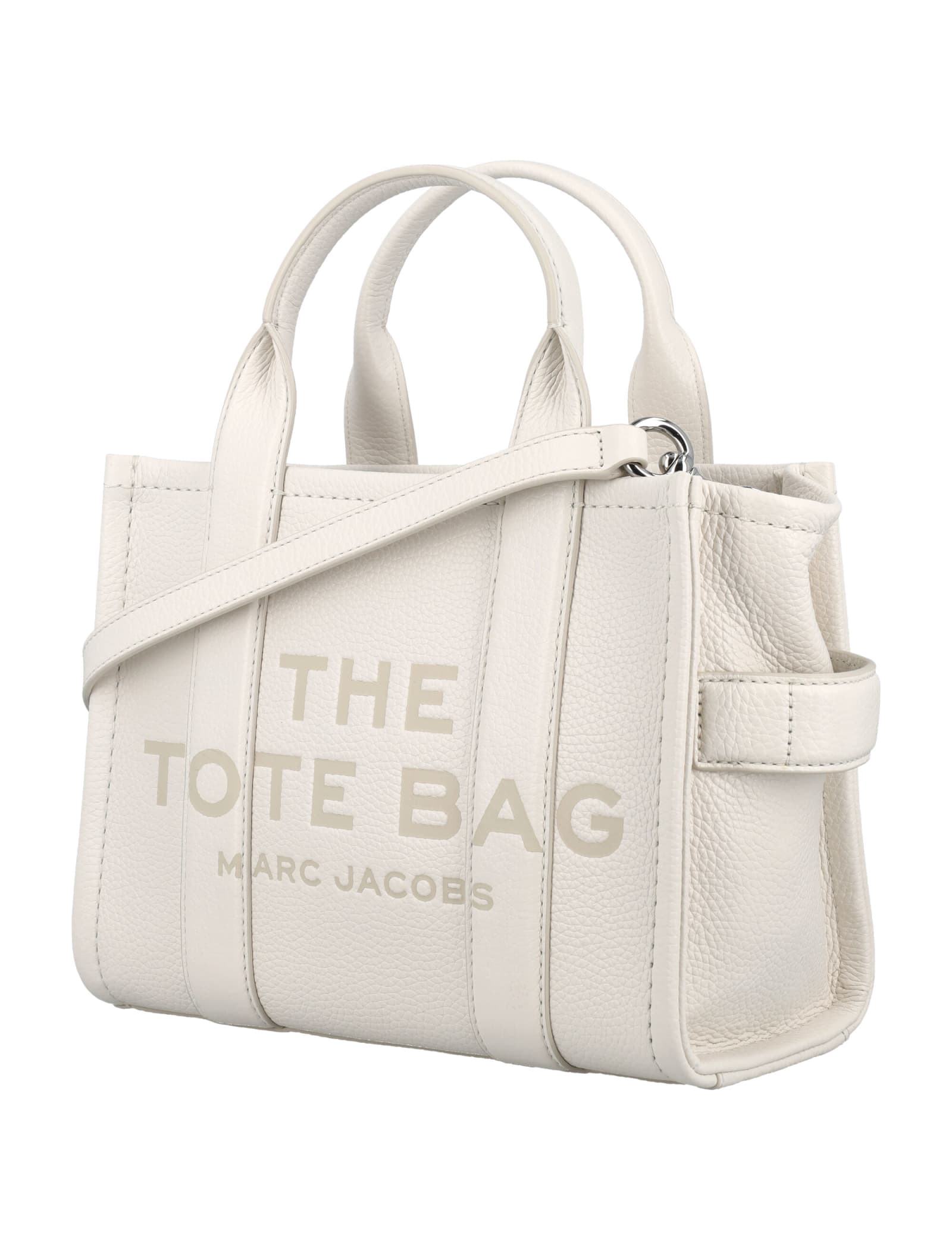 Marc Jacobs The Mini Tote Leather Bag In Silver