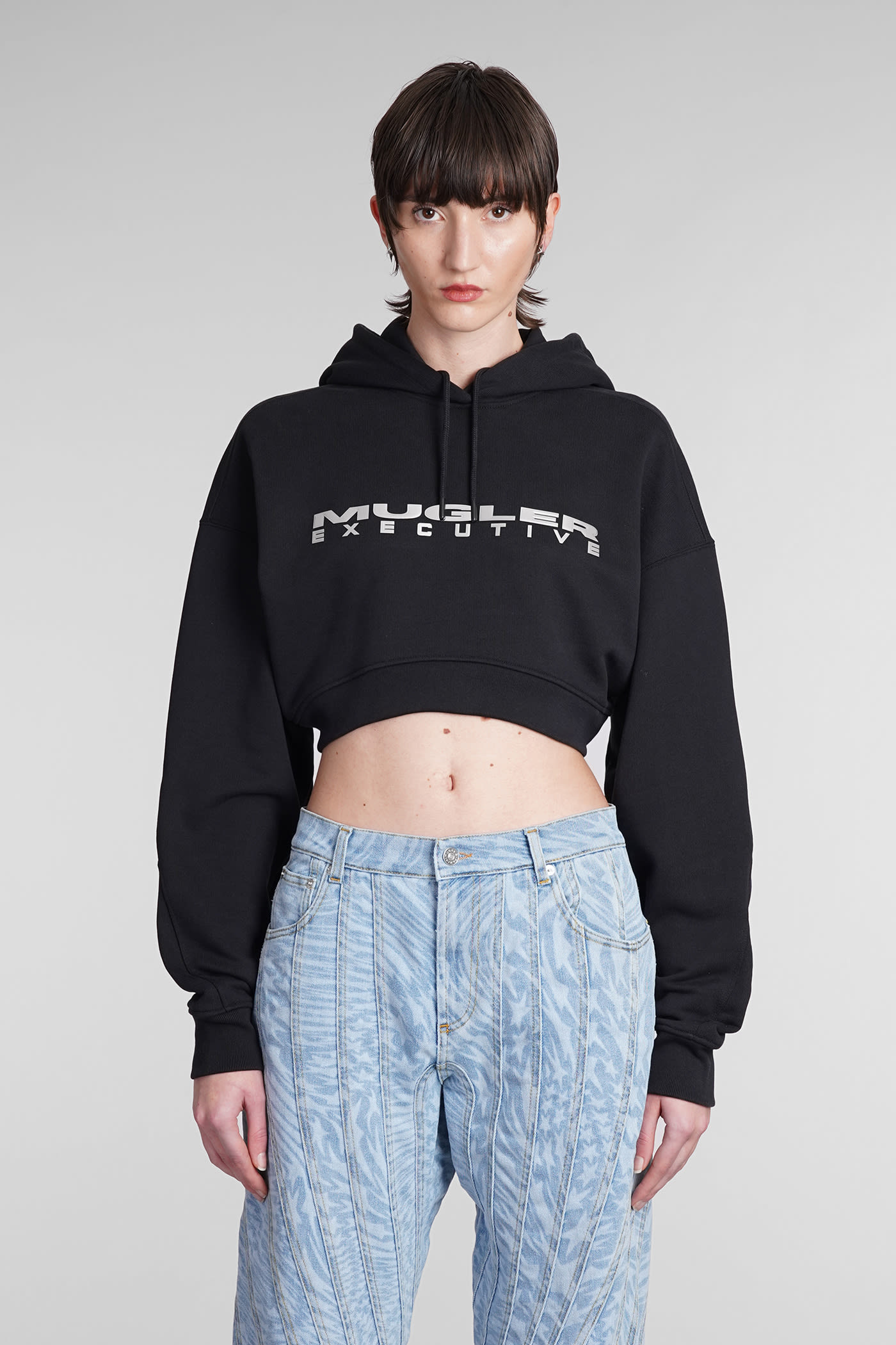 Shop Mugler Sweatshirt In Black Cotton