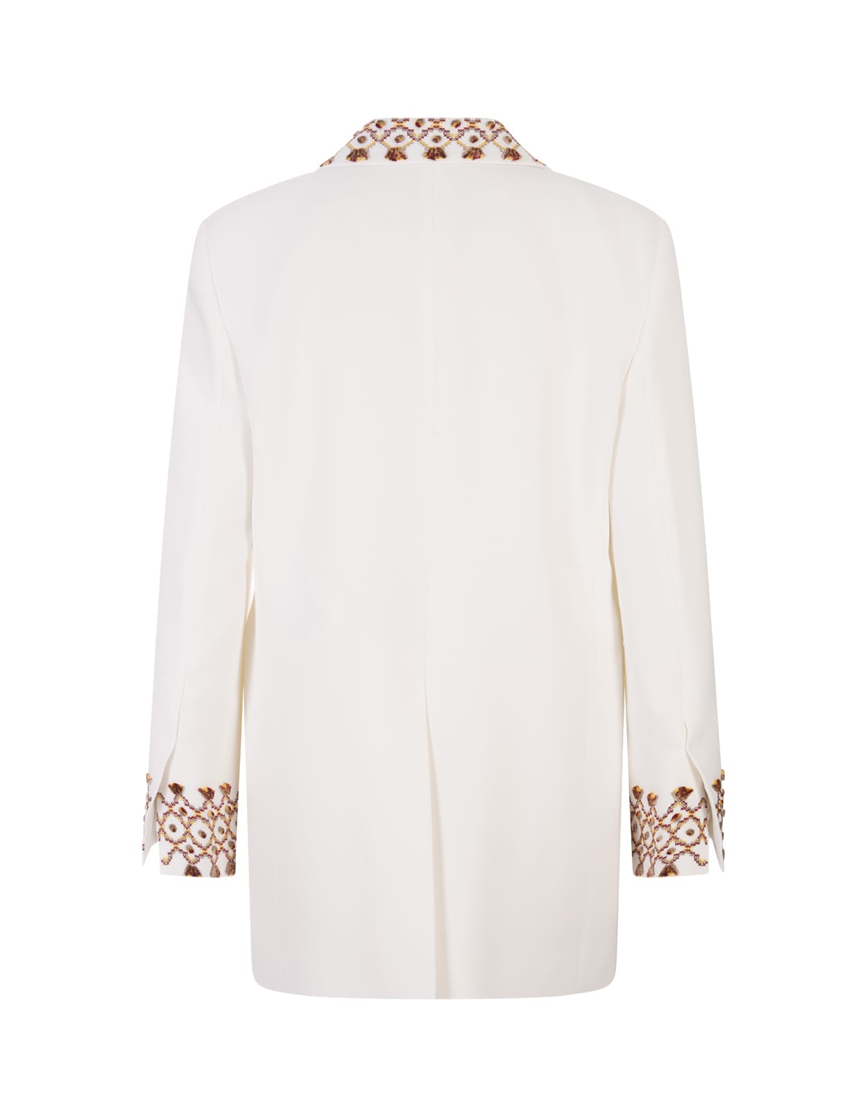 Shop Ermanno Scervino White One-breasted Jacket With Embroidery