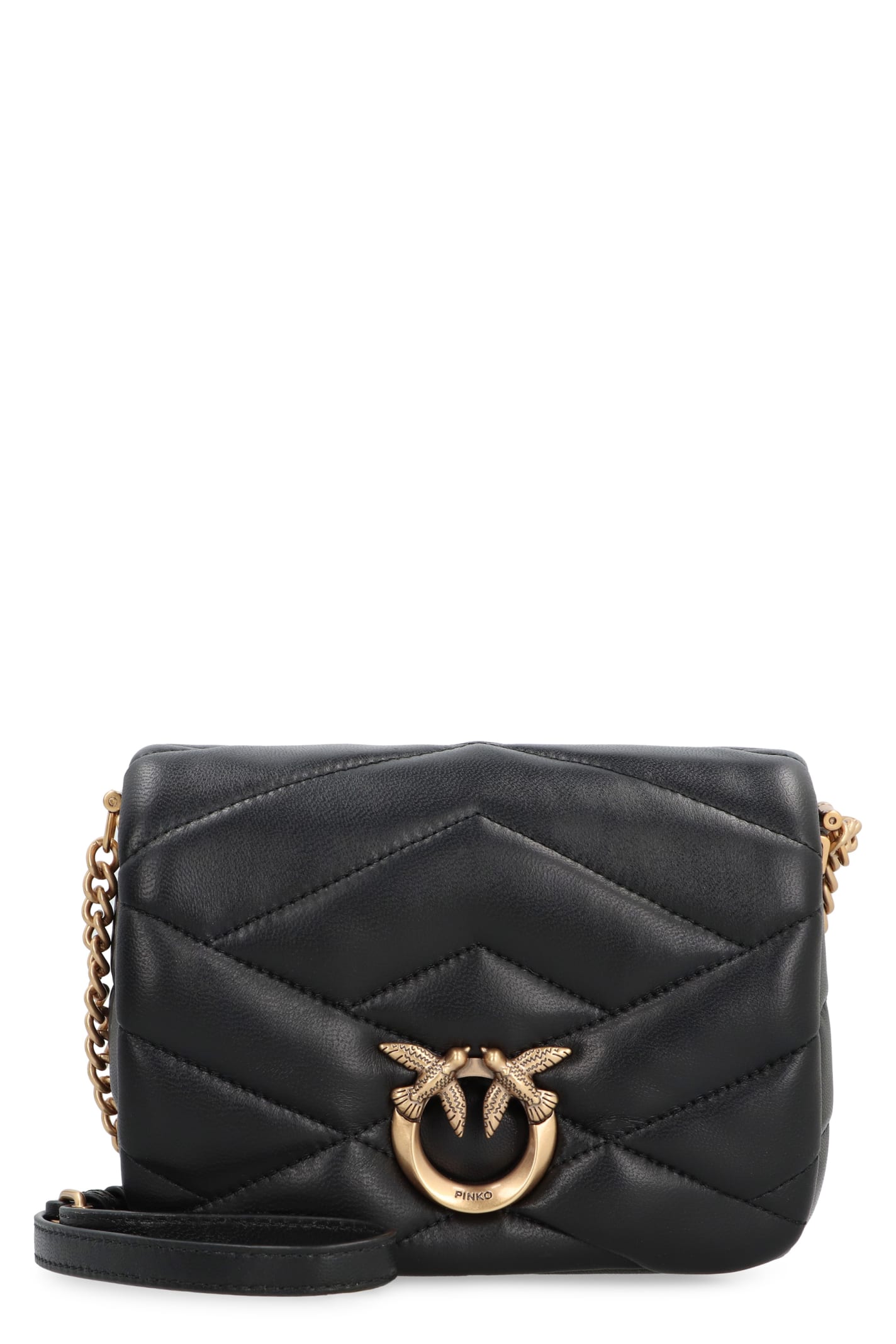 Shop Pinko Baby Love Bag Click Puff Leather Bag In Black