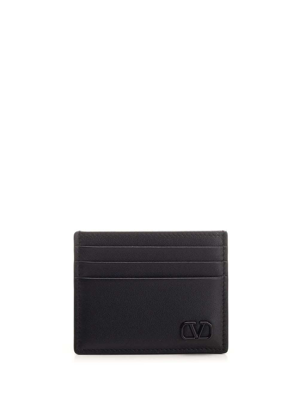 Shop Valentino Vlogo Signature Pocket Card Holder In Black