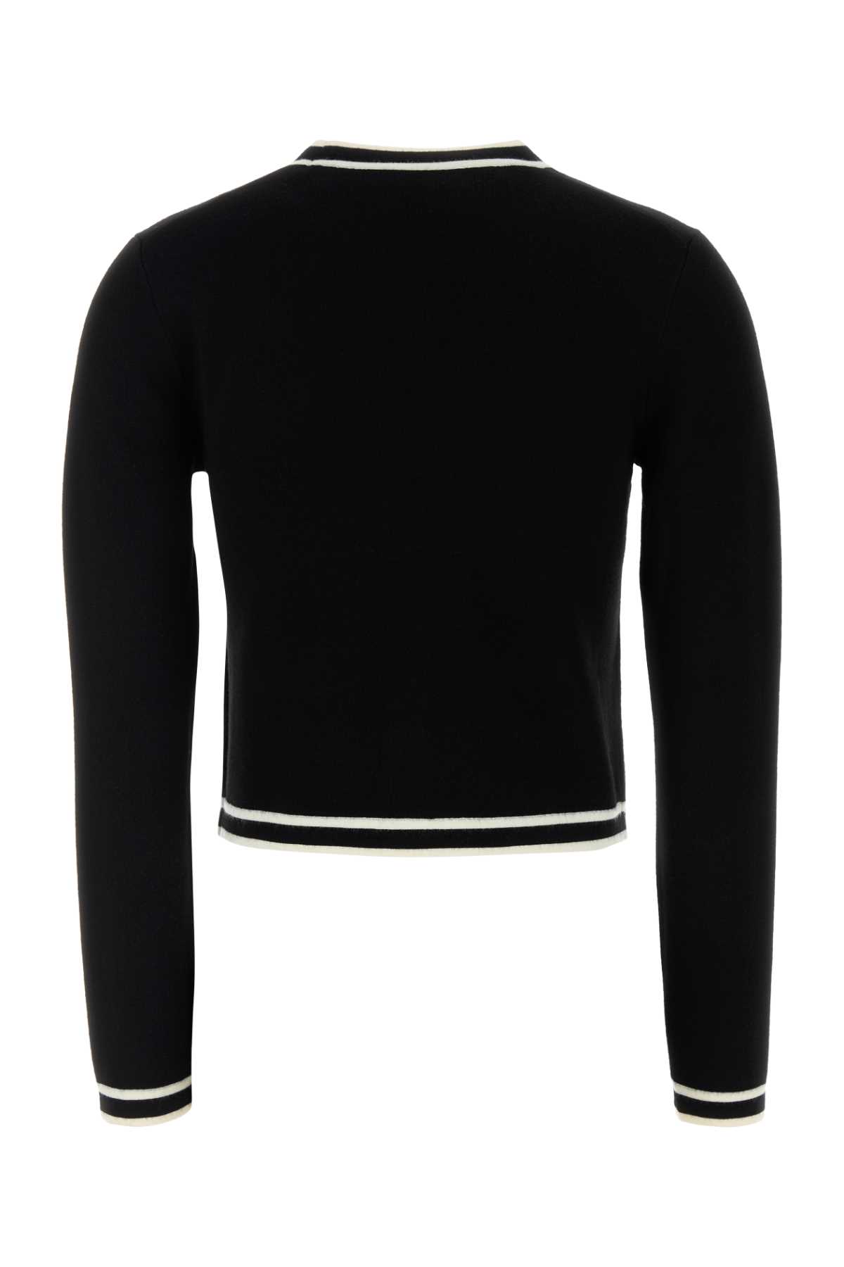 Tory Burch Short Wool Blend Cardigan With Front Pockets In Black