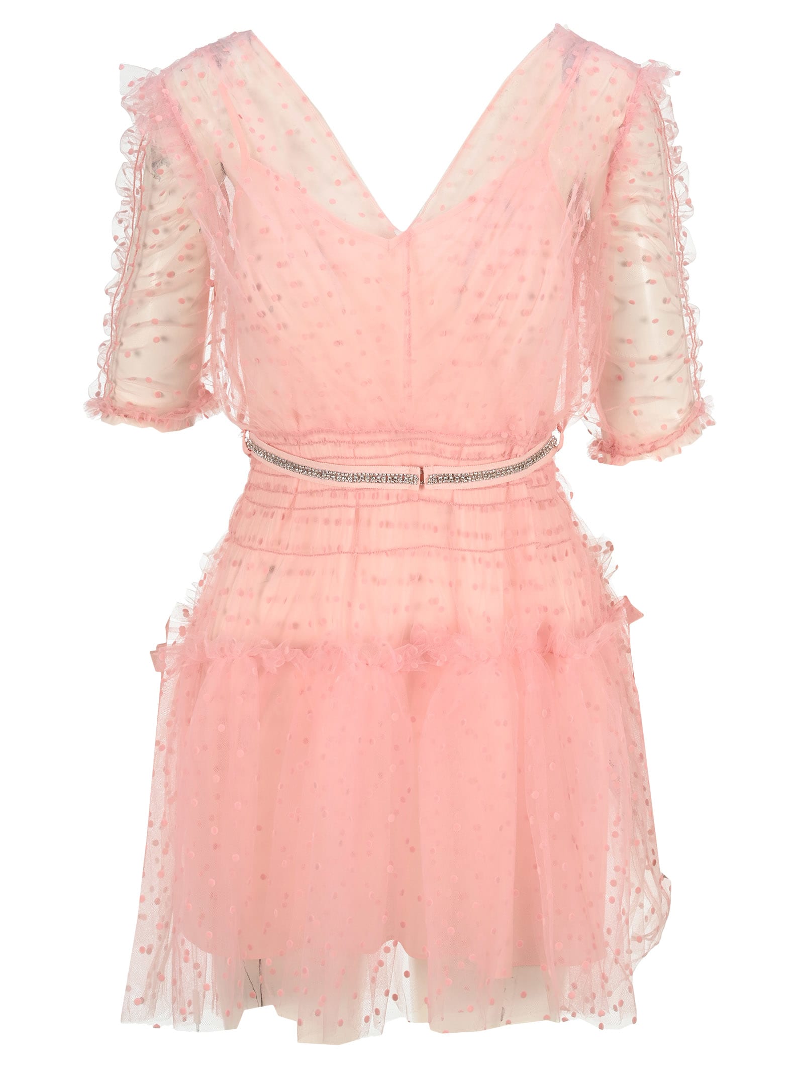 Photo of  self-portrait Self Portrait Pink Dot Mesh Midi Dress- shop self-portrait Dresses online sales