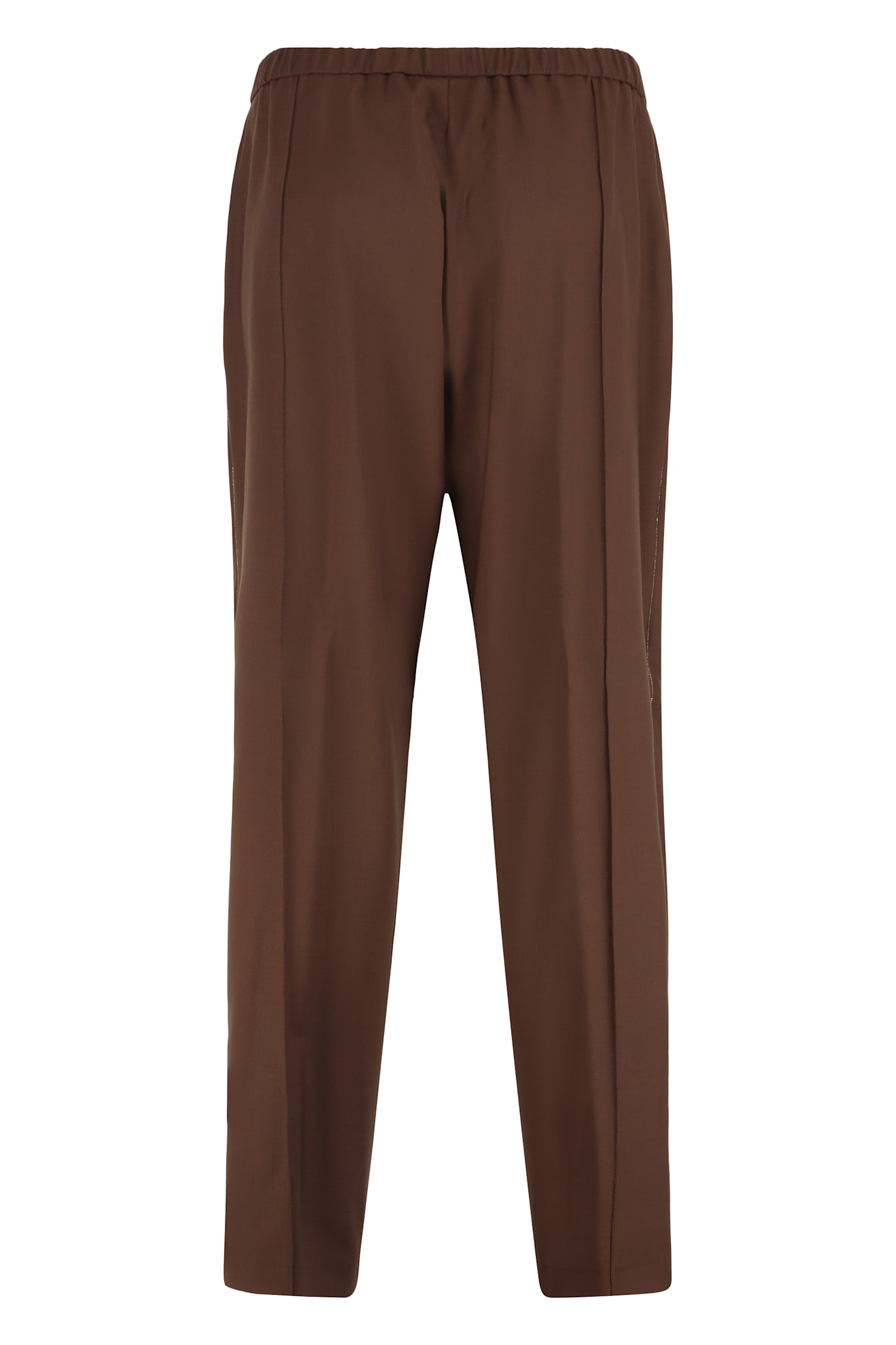 Fabiana Filippi Elastic-waist Side-seam Trousers In Brown