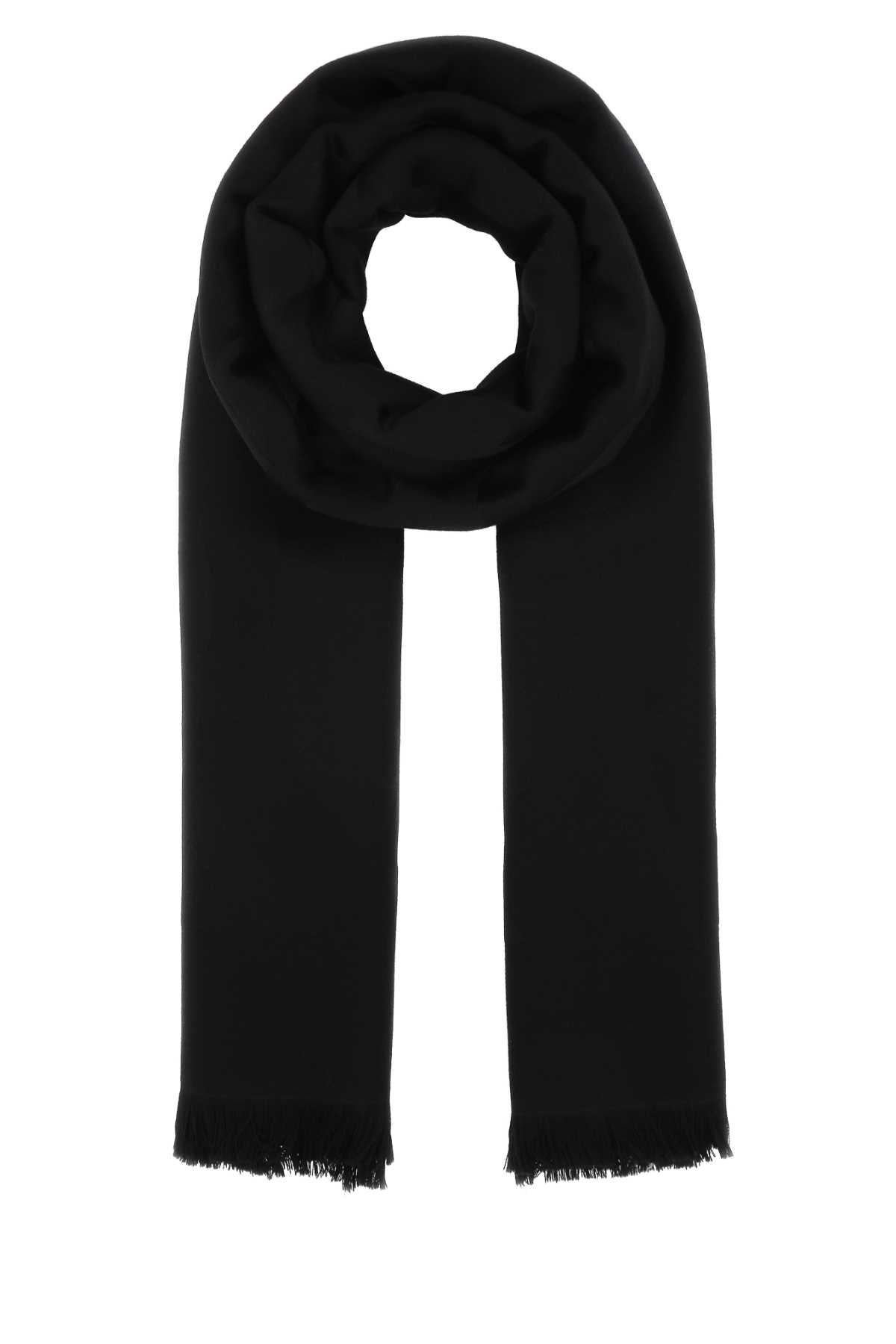 Shop Saint Laurent Black Wool Scarf In 1000