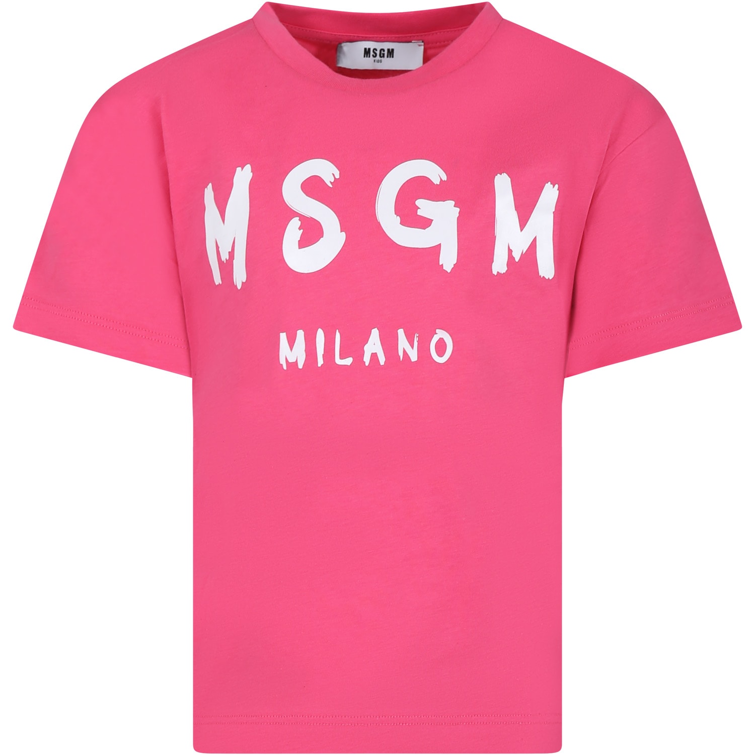 Msgm Fuchsia T-shirt For Kids With Logo In Fucsia