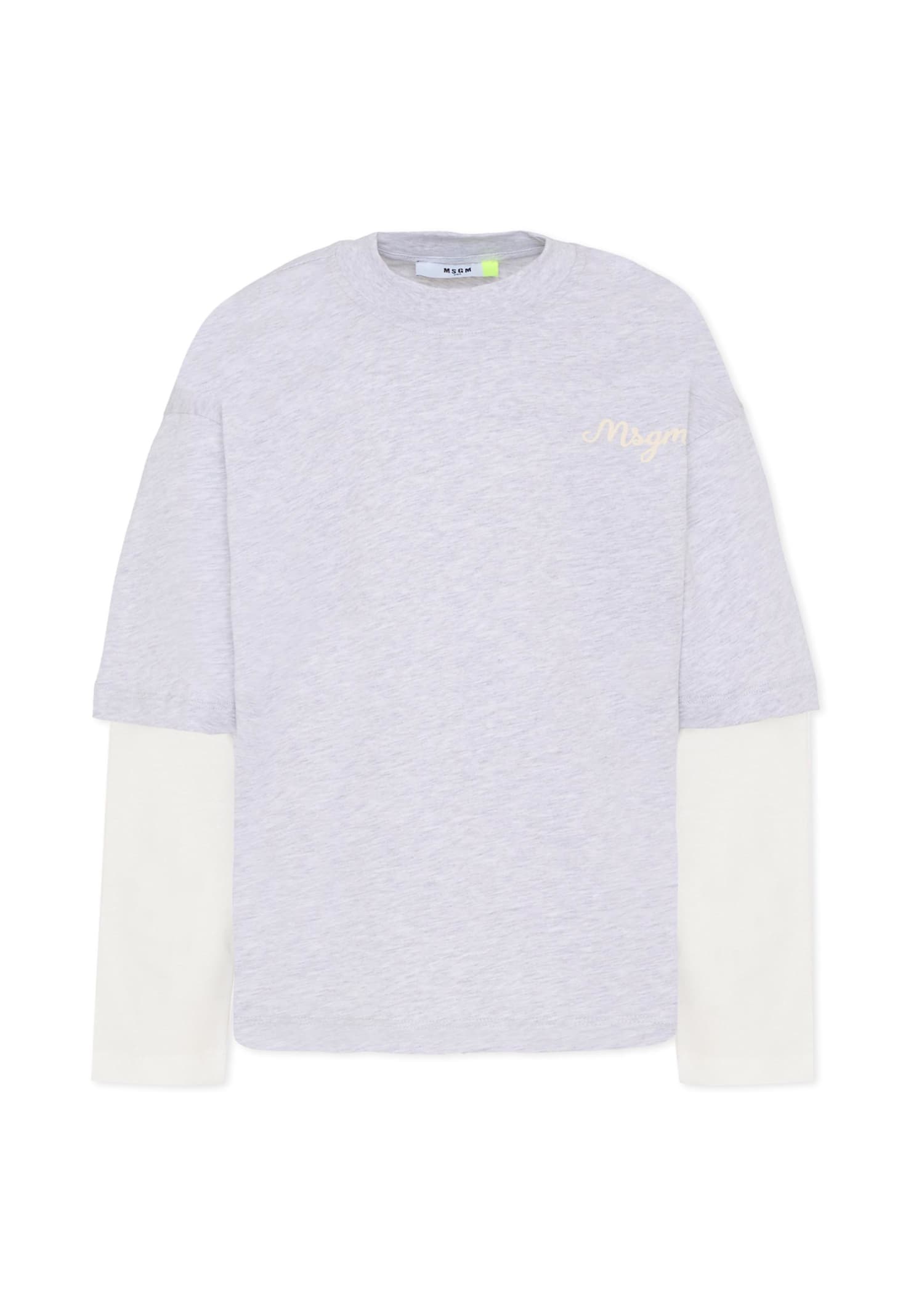 Msgm Grey T-shirt For Boy With Logo In Purple