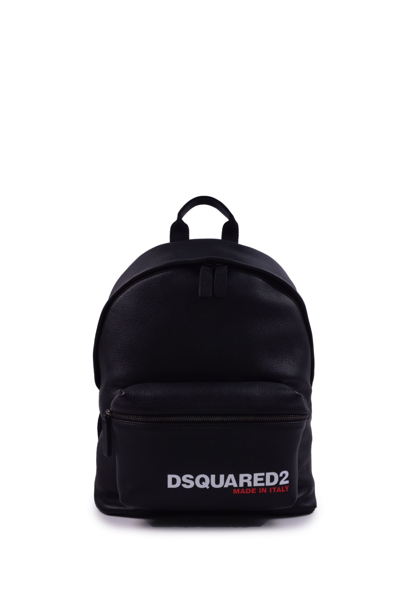 Hammered Leather Backpack With Logo