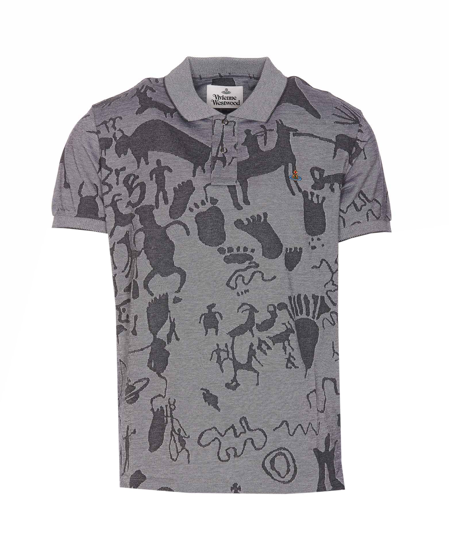 Shop Vivienne Westwood Cavemen Orb Logo Classic Polo In Grey