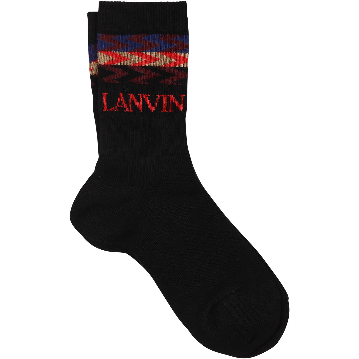 Lanvin Kids' Black Socks For Boy With Logo