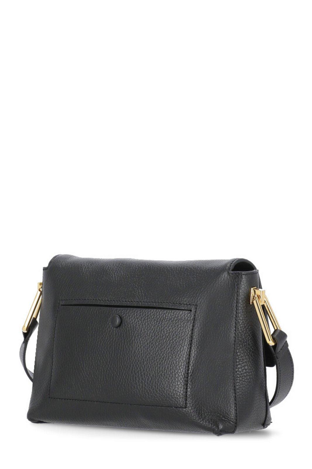 Shop Coccinelle Logo-engraved Foldover Top Crossbody Bag In Black