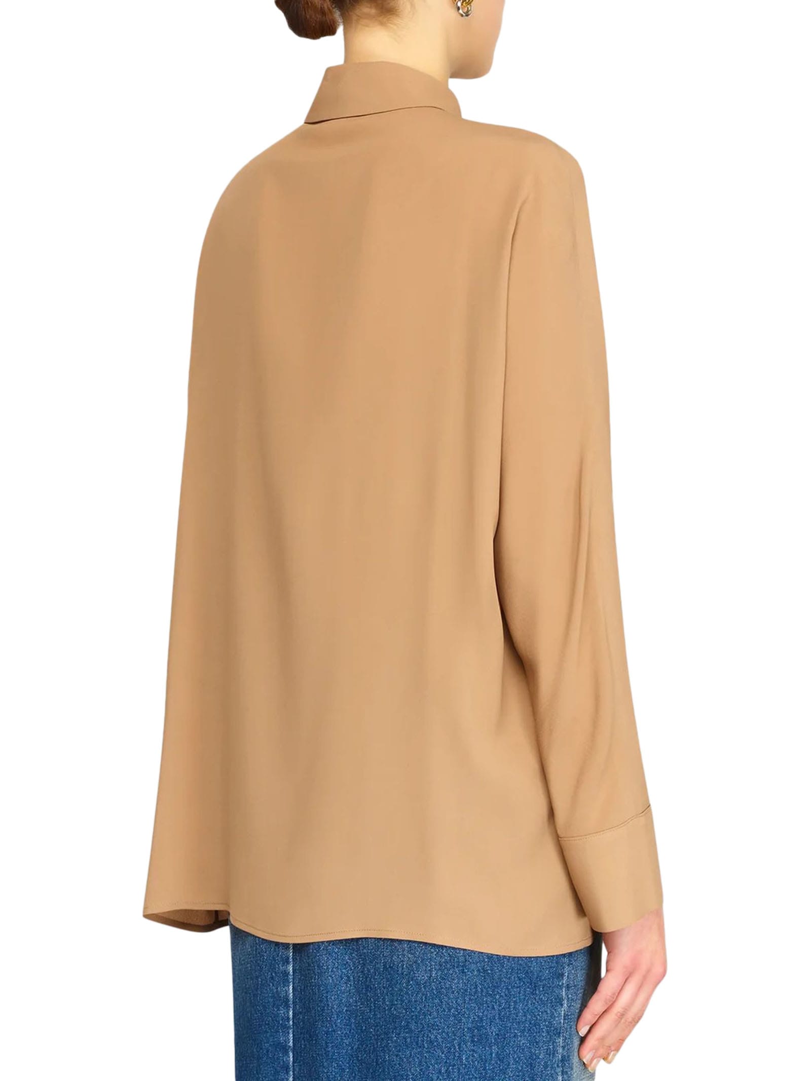 Shop Semicouture Crepe De Chine Shirt In Beige