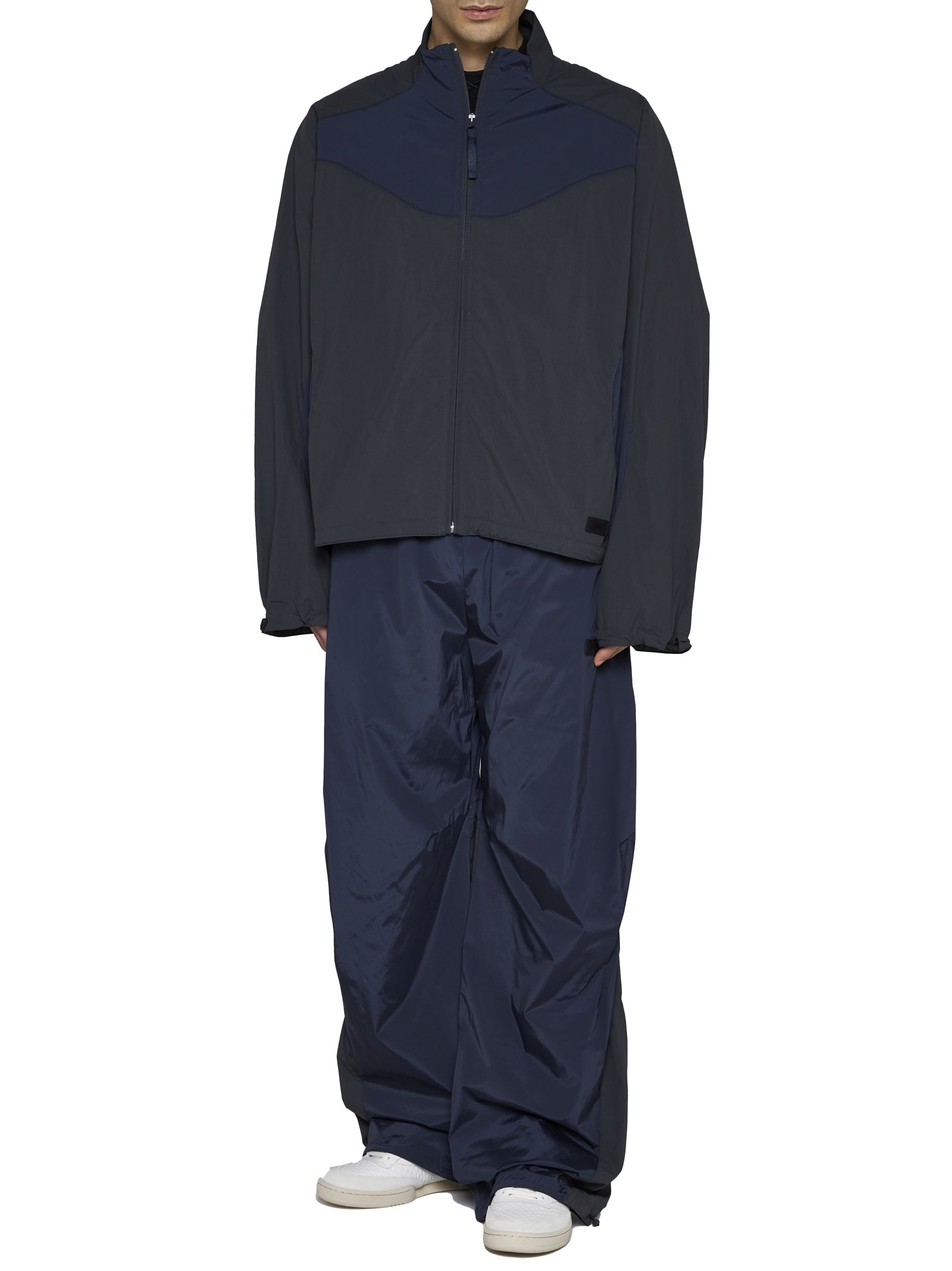 Shop Reebok Pants In Anthracite Blue Navy