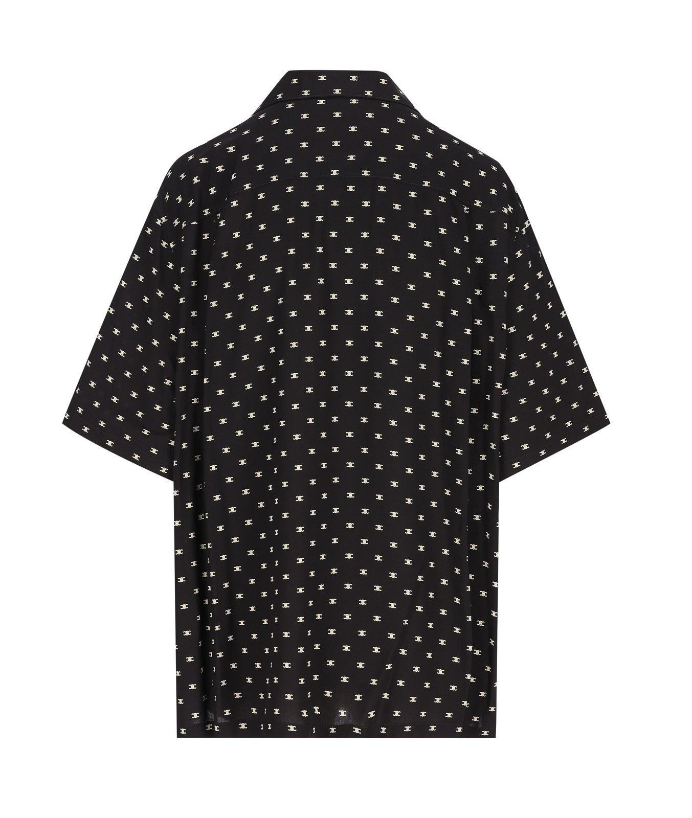 Shop Celine All-over Logo Patterned Short-sleeved Shirt