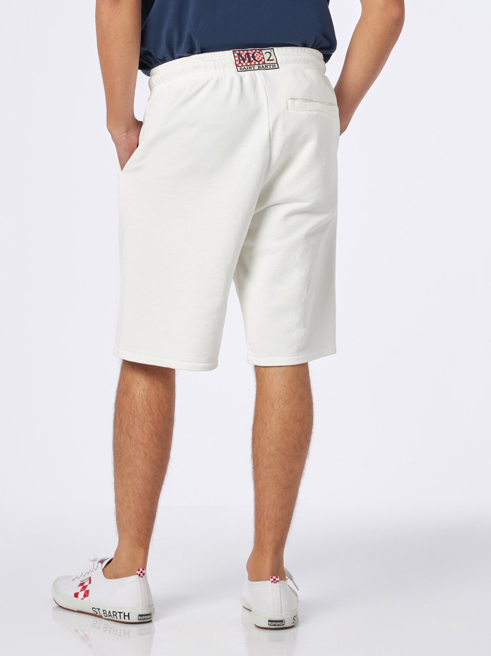 Mc2 Saint Barth Man White Cotton Bermuda In White