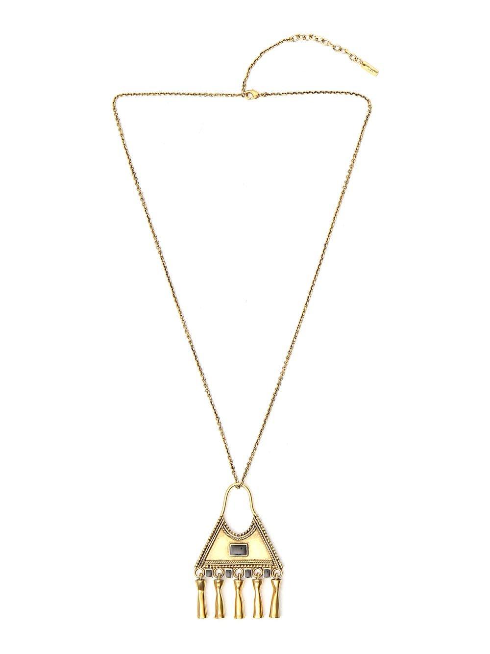 Shop Saint Laurent Triangle Charm Necklace In Nero