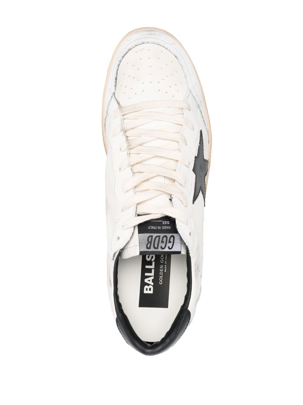 Shop Golden Goose Ballstar Nappa Upper Leather Star And Heel Crack Toe And Spur In White Black