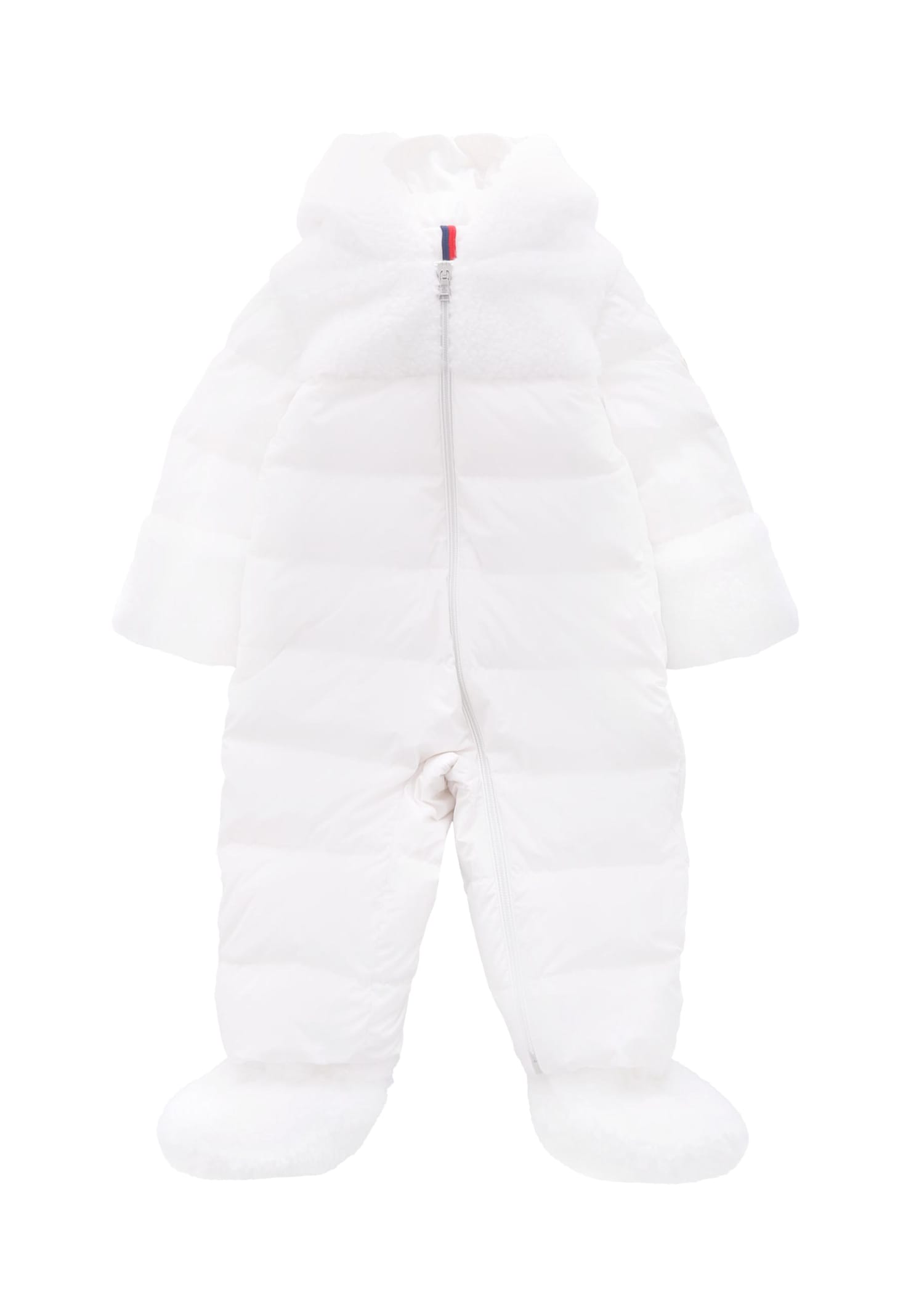 Moncler White Osof Down Jacket For Babykids With Logo