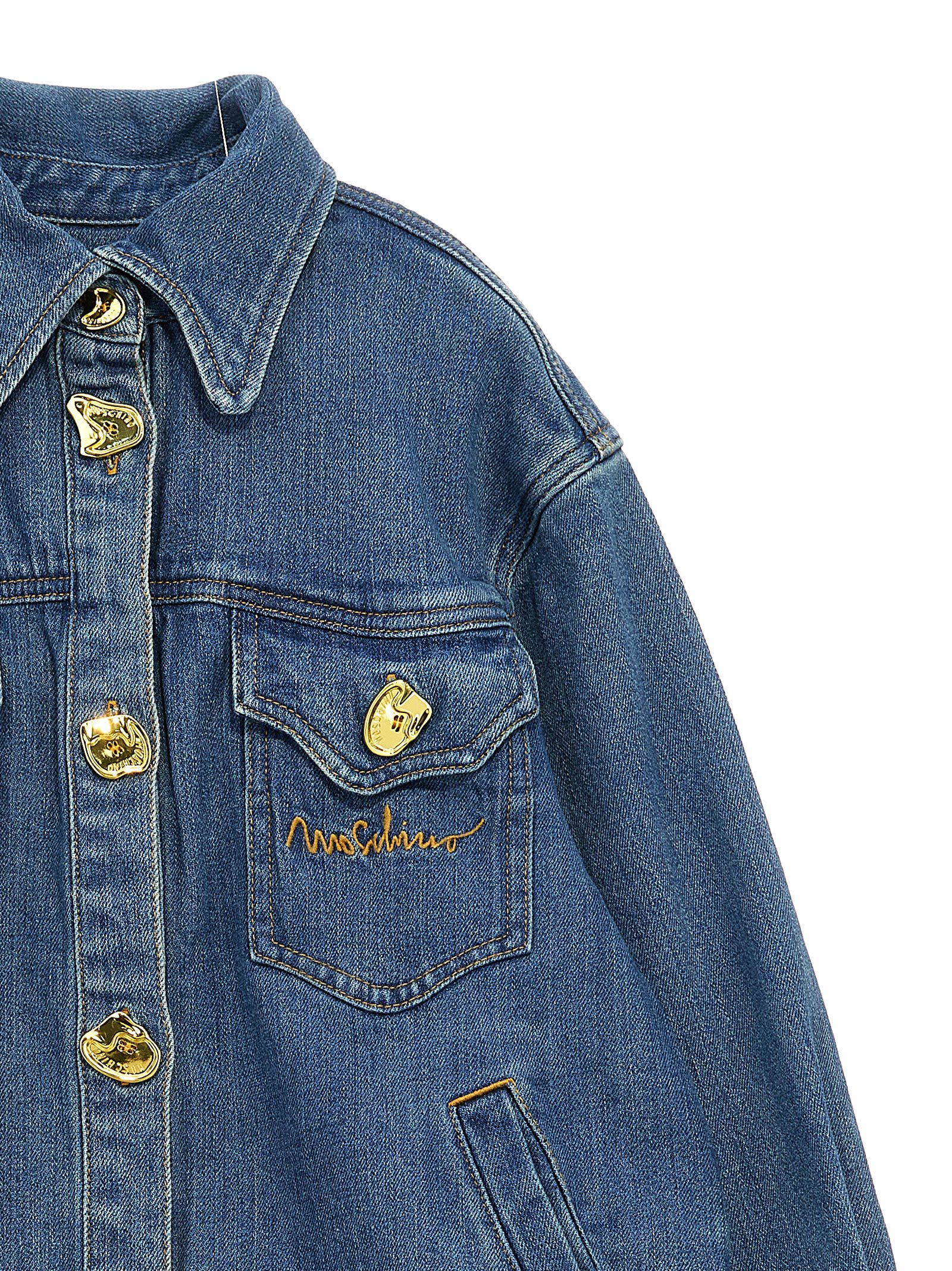 Shop Moschino Button Detail Jacket In Blue