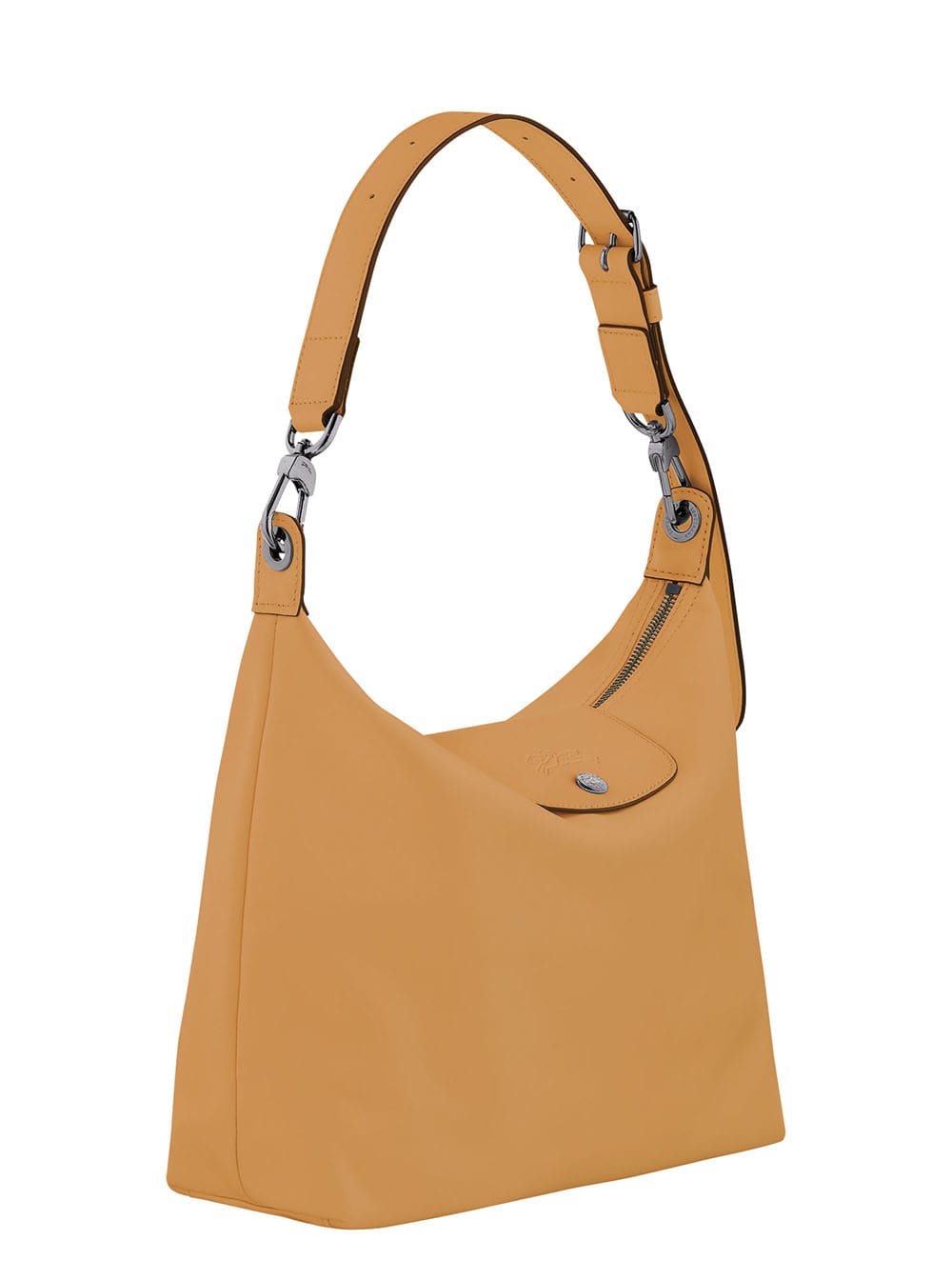 Longchamp M Le Pliage Xtra Yellow Shoulder Bag With Engraved Logo In Leather Woman In Yellow