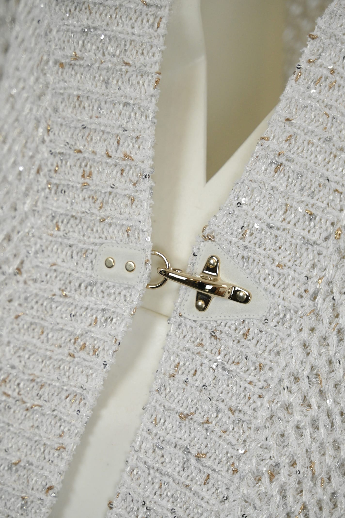 Fay Cotton Cardigan With Sequins In Bianco