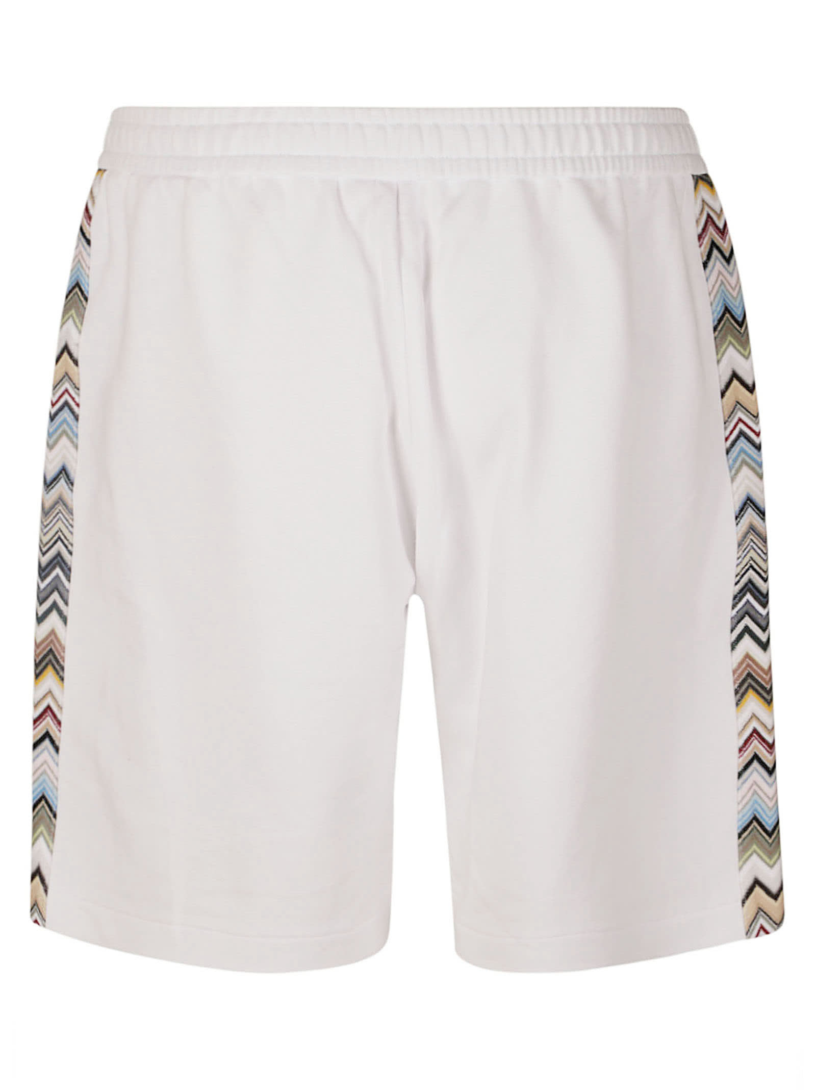 Shop Missoni Stripe Sided Elastic Waist Shorts In Base/beige/gre