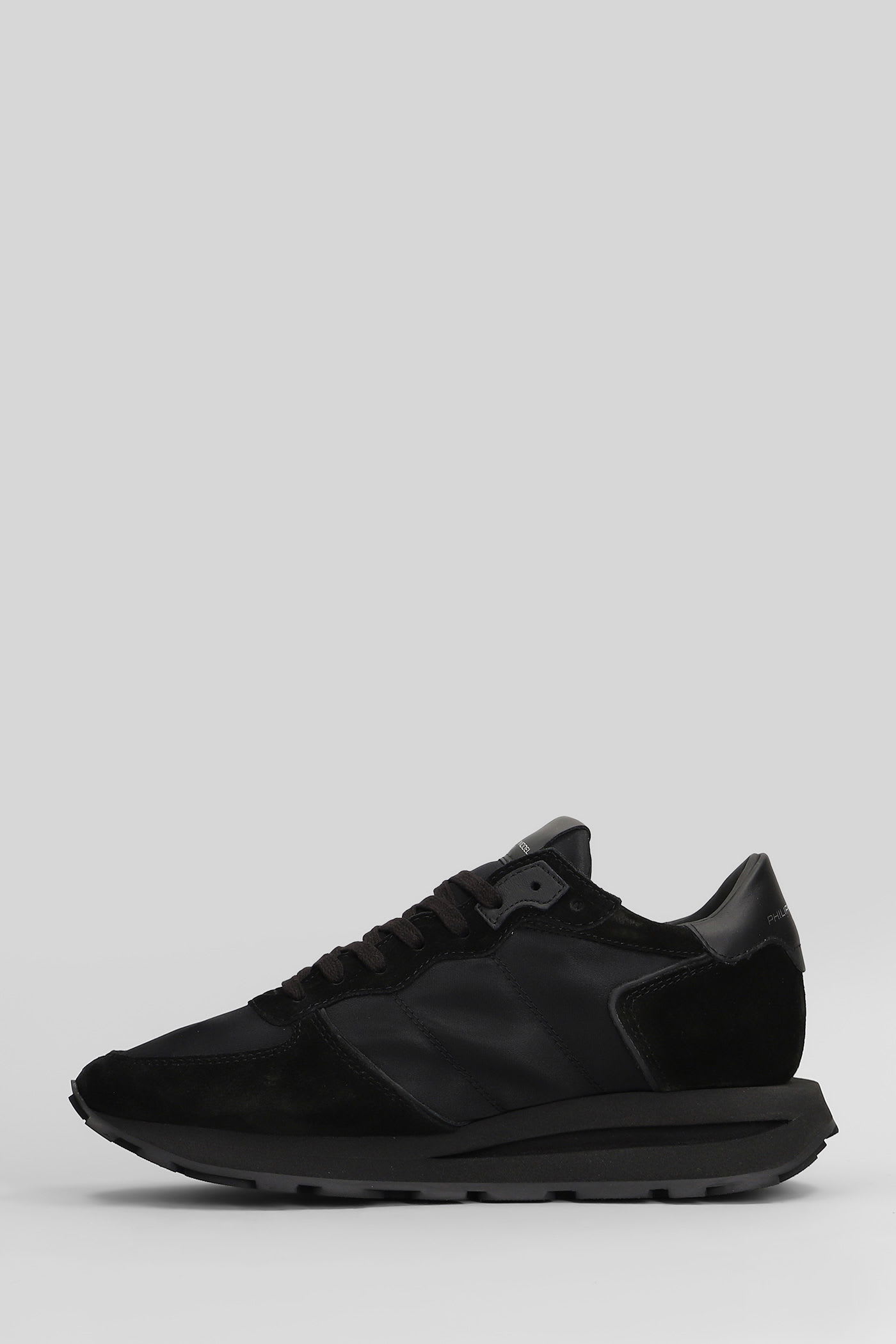 Philippe Model Tropez Haute Low Sneakers In Black Suede And Leather In Black
