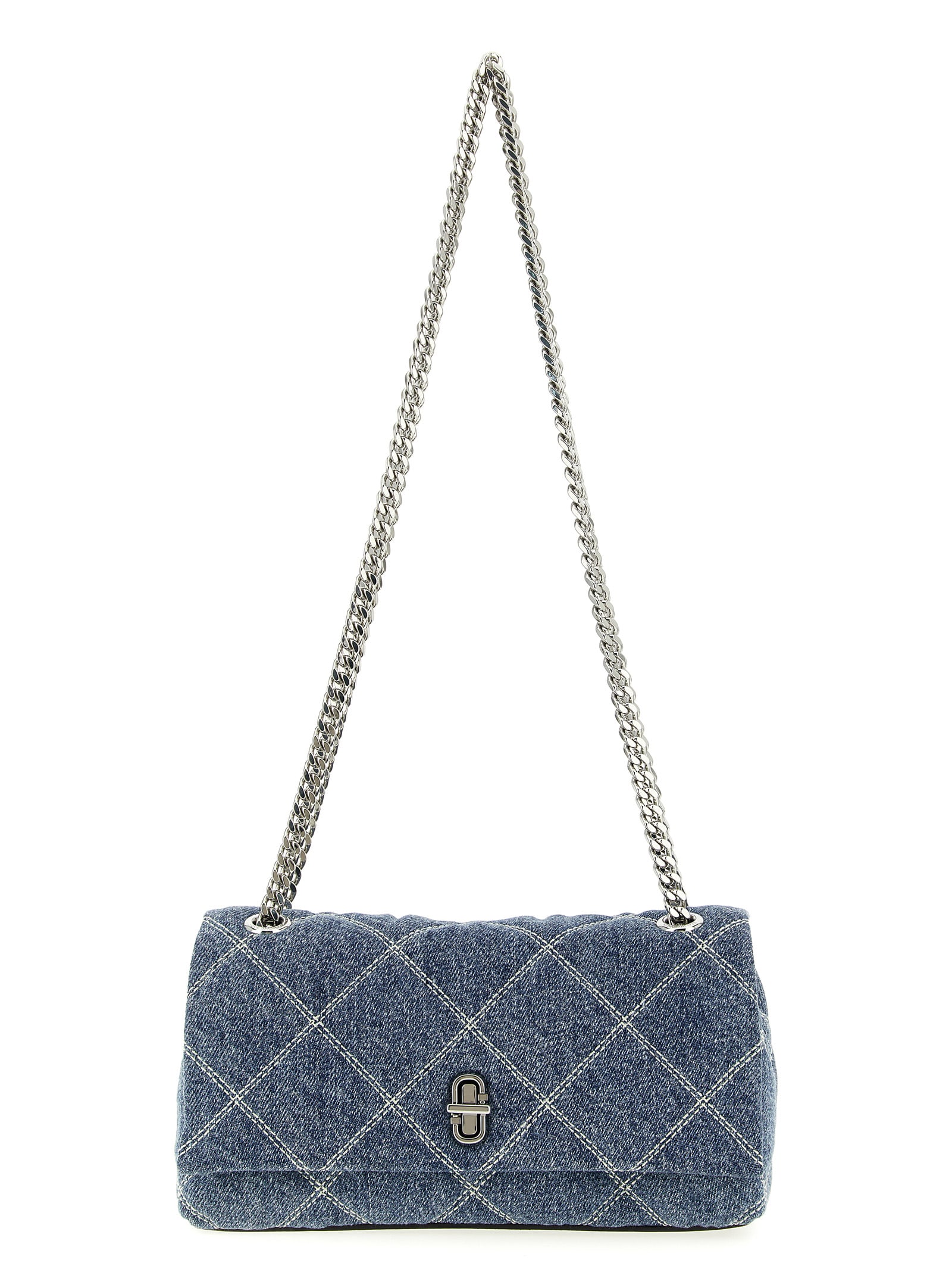 Marc Jacobs Mini Quilted Denim Dual Chain Shoulder Bag In Blue