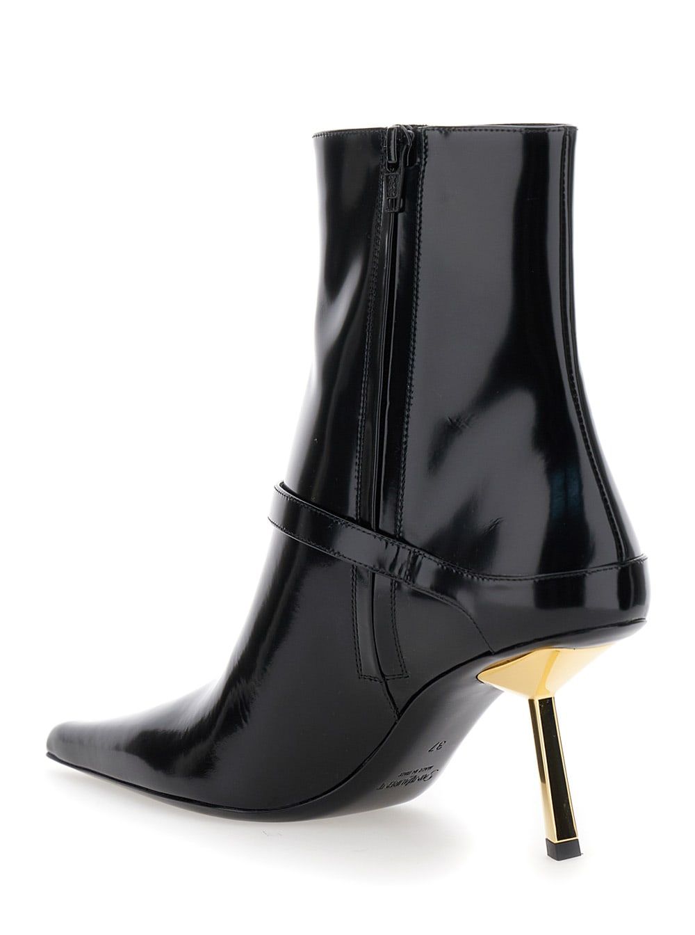 Shop Saint Laurent Lee Black Ankle Boots With Buckle Detail In Patent Leather Woman