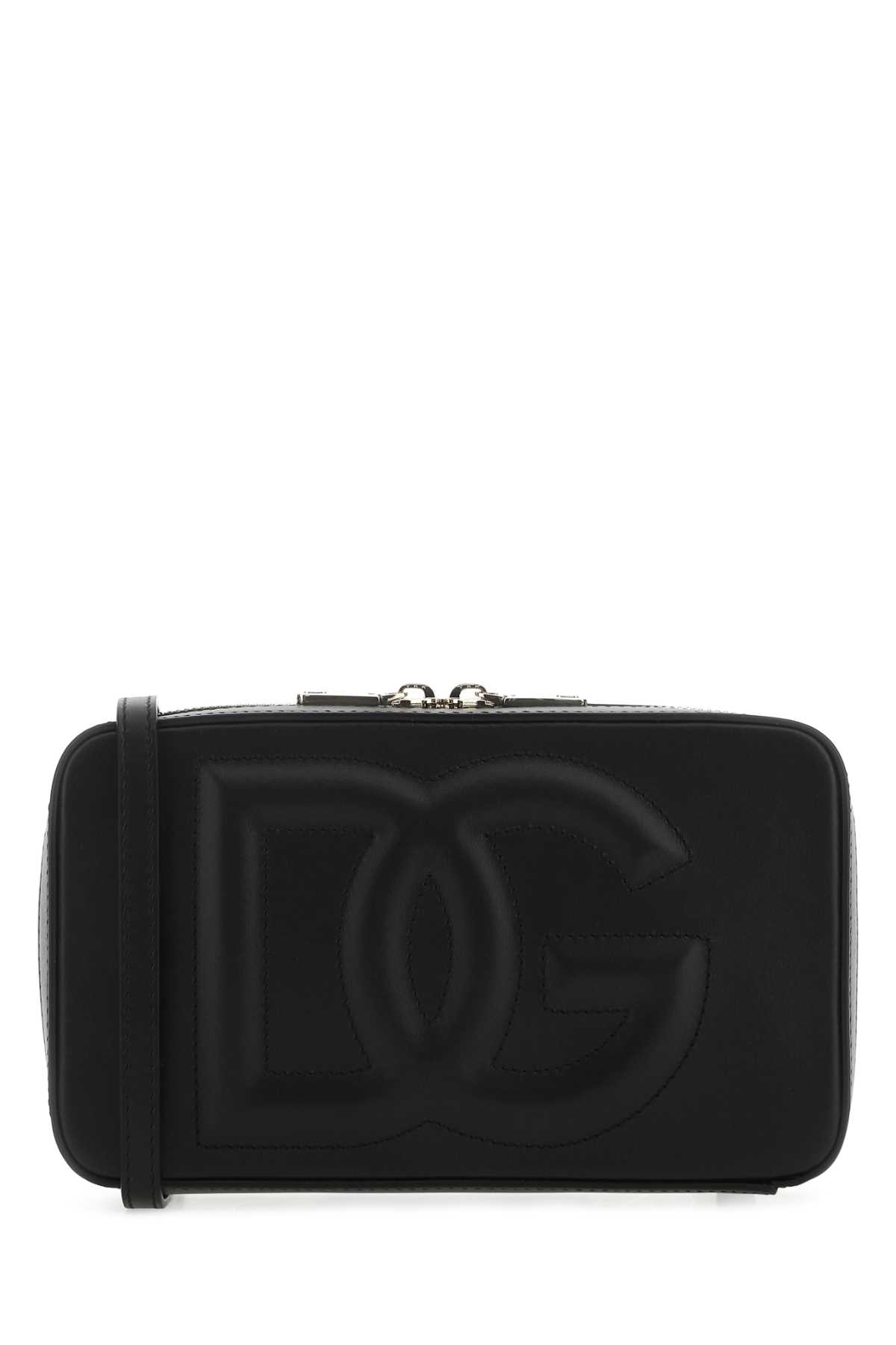 DOLCE & GABBANA BLACK LEATHER CROSSBODY BAG