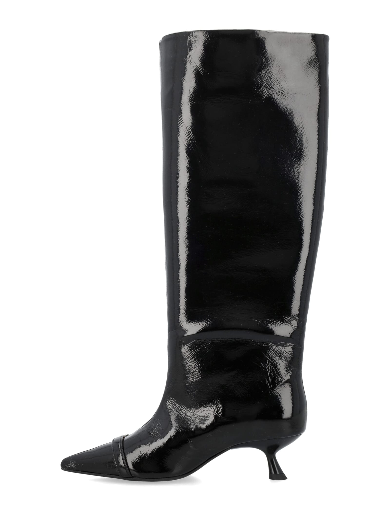Ganni Women's Eyelets Slouchy High Shaft Boot In Black