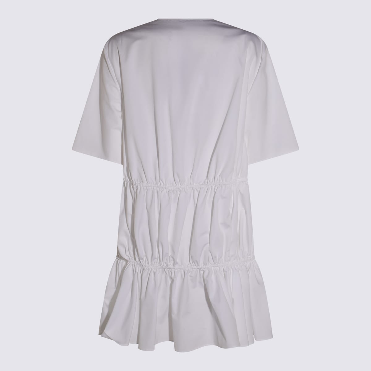 Alaïa Ruffle Dress V-neck Bow Detail In White