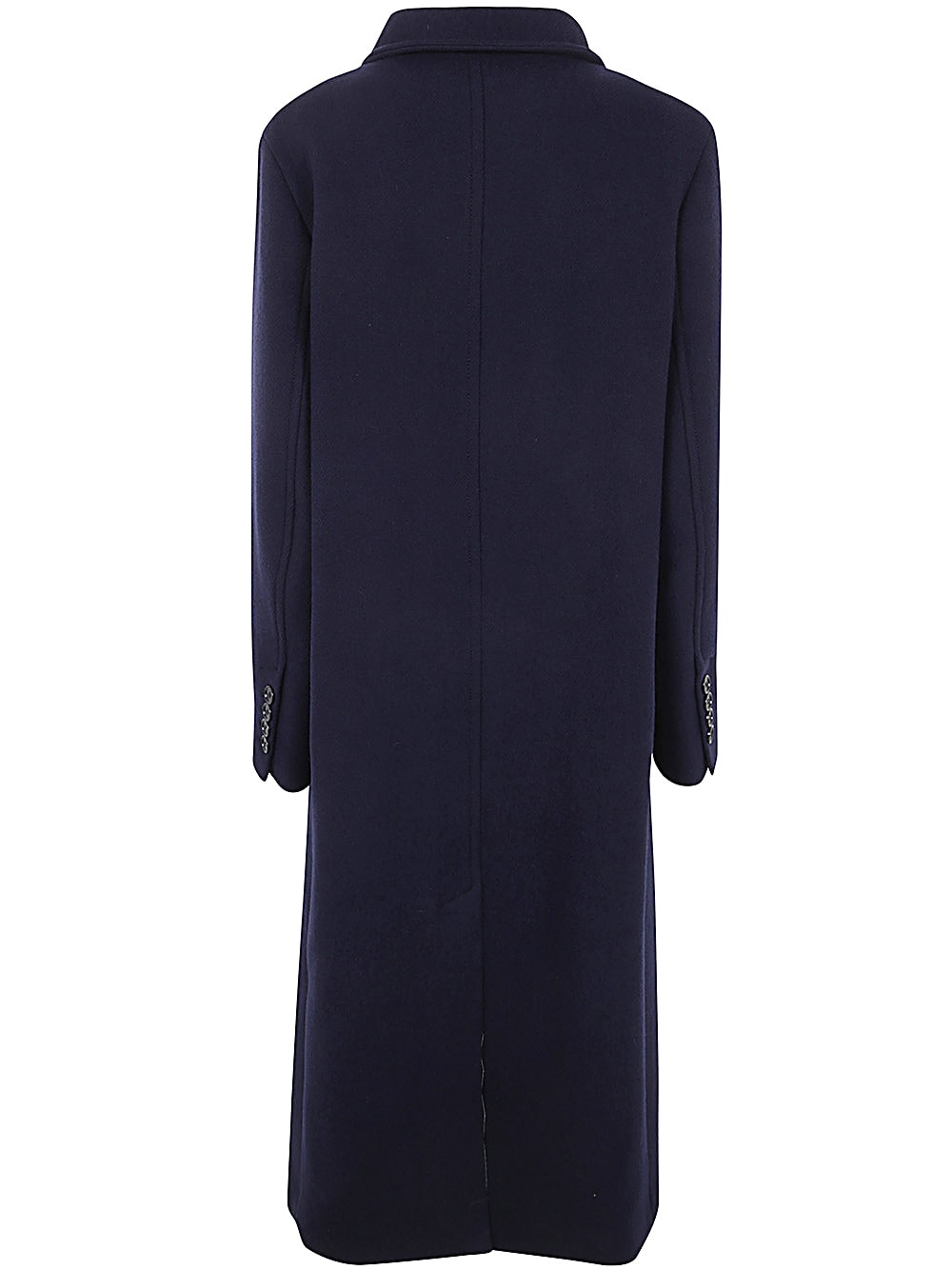 Shop Ami Alexandre Mattiussi Long Coat High Collar In Navy Blue