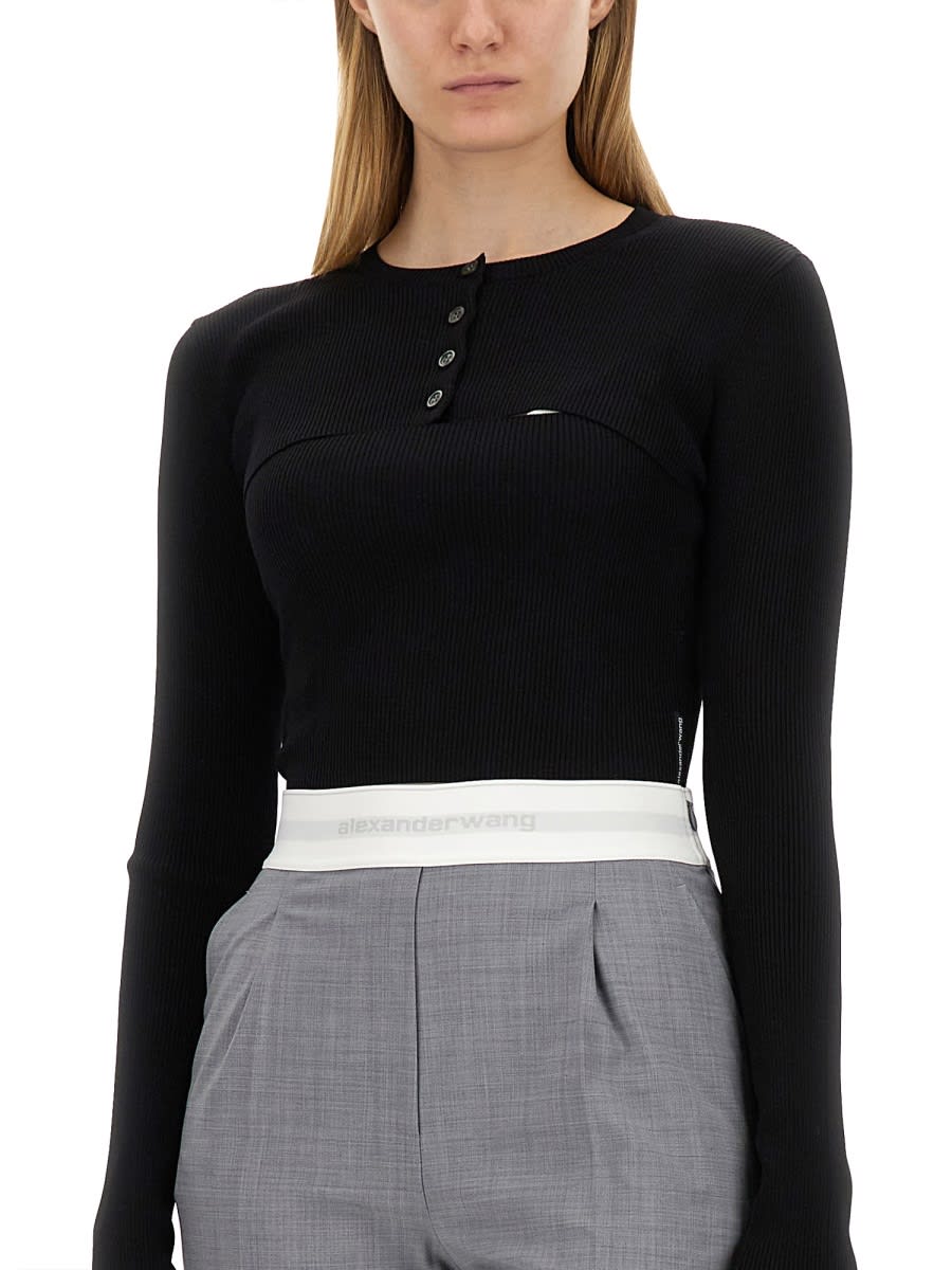 Shop Alexander Wang Cropped Sweater In Black