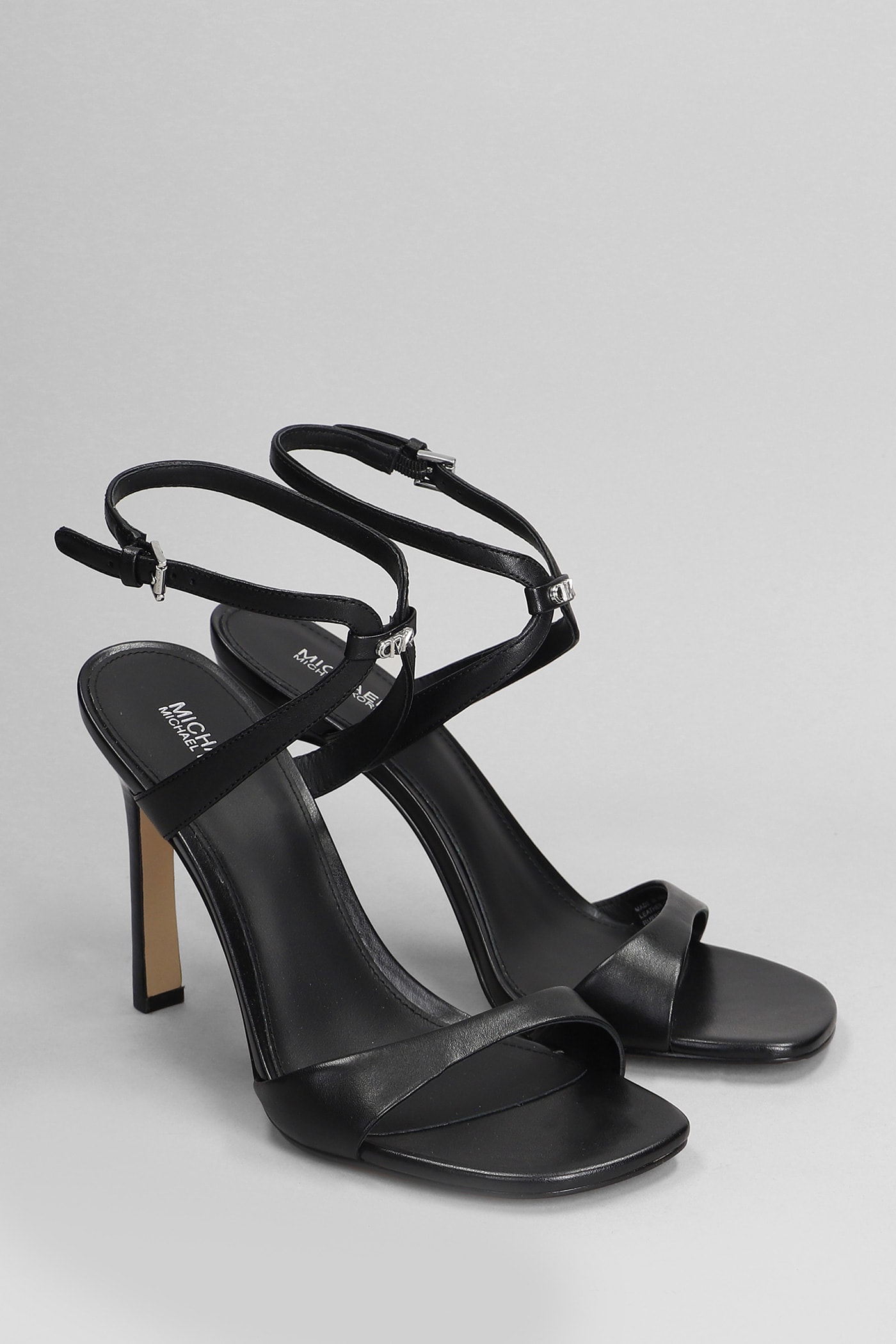 Shop Michael Kors Amara Sandals In Black Leather