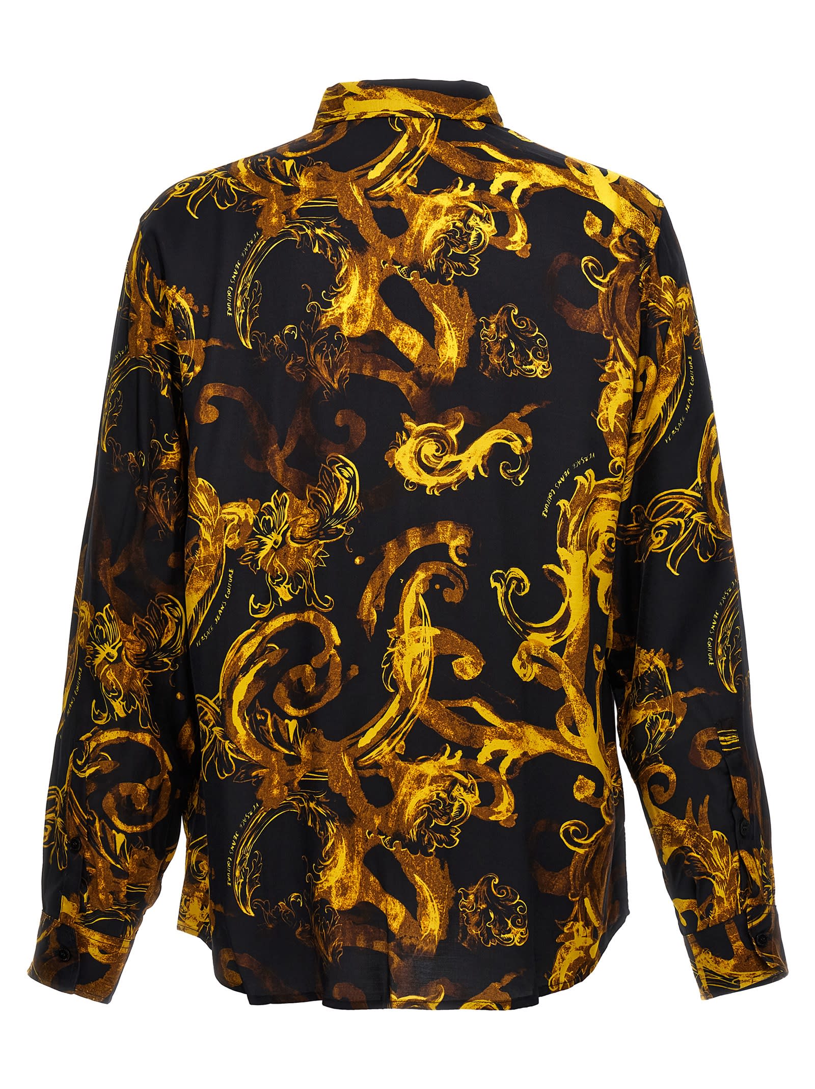 Shop Versace Jeans Couture All Over Print Shirt In Black/gold