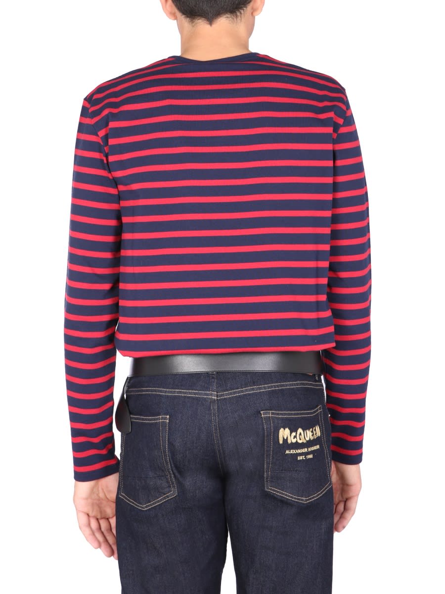 Alexander Mcqueen Striped Long Sleeve T-shirt In Blue
