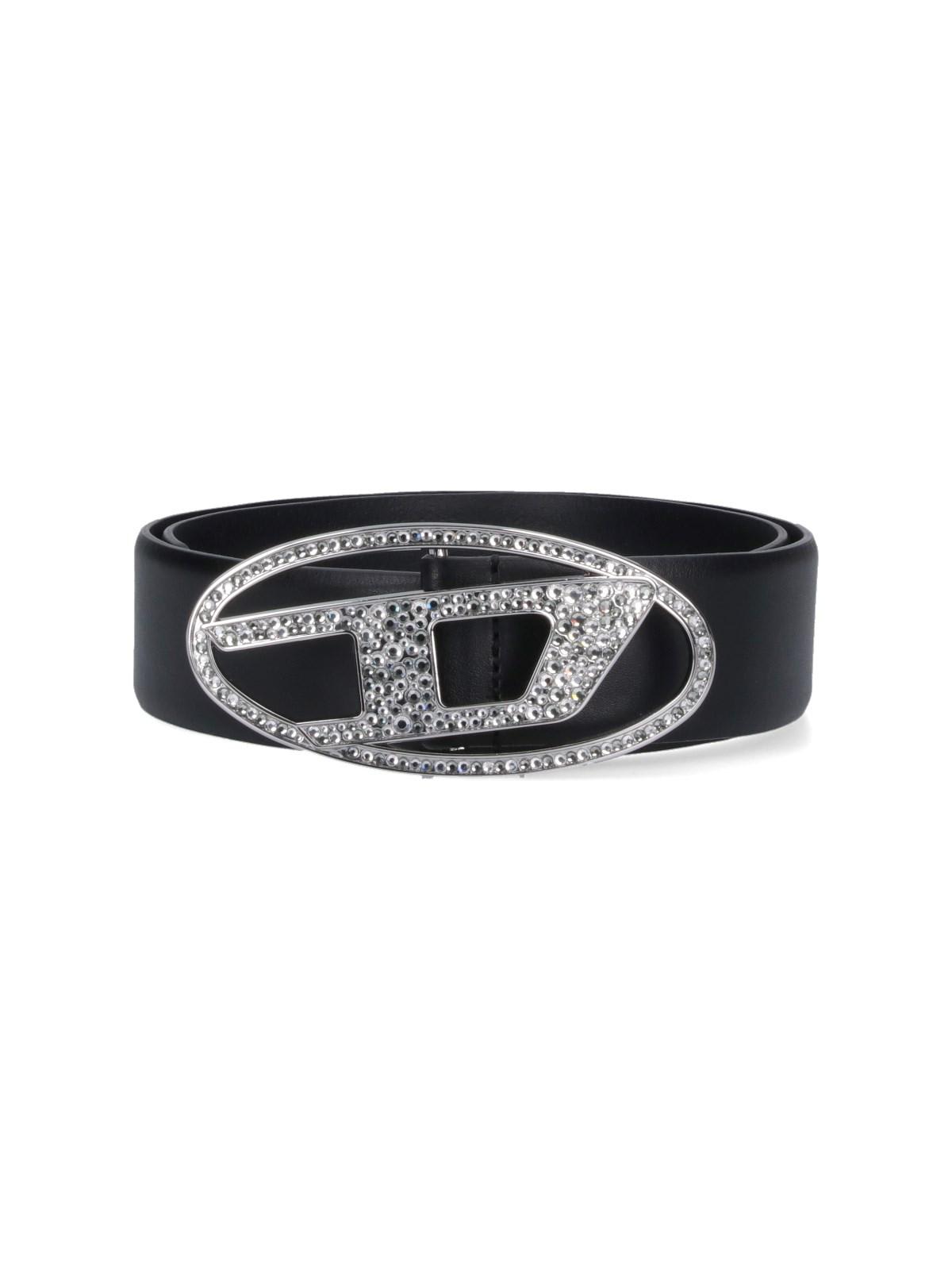 Shop Diesel Logo Belt With B-1dr Rhinestones