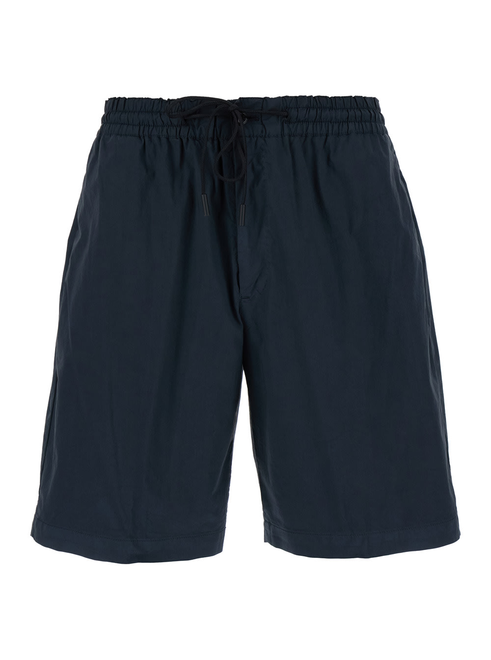 Blue Bermuda Shorts With Drawstring In Cotton Blend Man