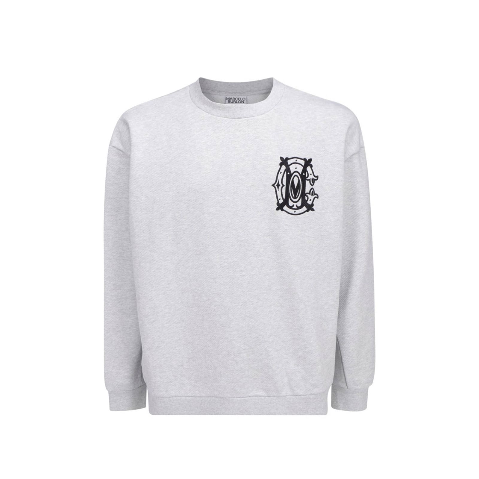 Shop Marcelo Burlon County Of Milan County Of Milan Cotton Logo Sweatshirt In Gray